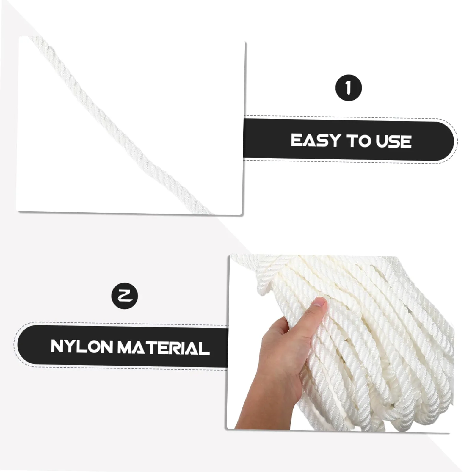 Sosoport Cuerda de Nailon Resistente para Líneas de Atraque de Embarcaciones, 12mm, Color Claro, Alta Resistencia, Versátil para Anclaje y Fondeo, Accesorios para Muelles de Barcos