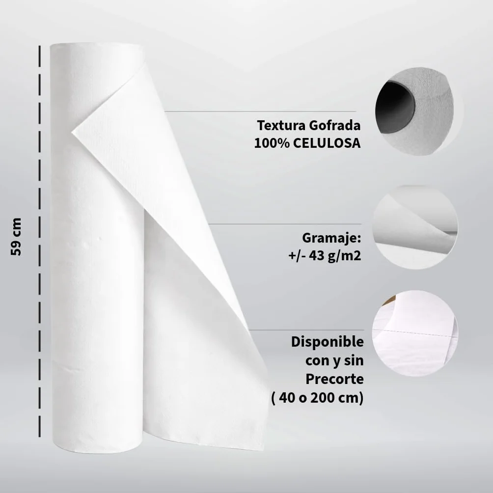 Papel Camilla Ecológico 60 cm x 70 m 1 Rollo Precorte 40 cm