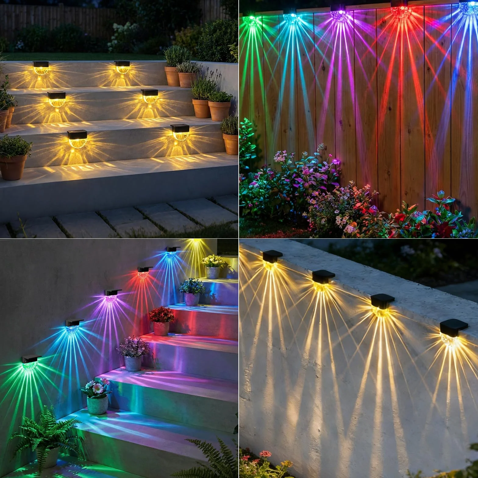 FIFlying Luces Solares LED Exterior Jardin 6 Piezas IP65 Impermeable Focos LED Auto ON/OFF