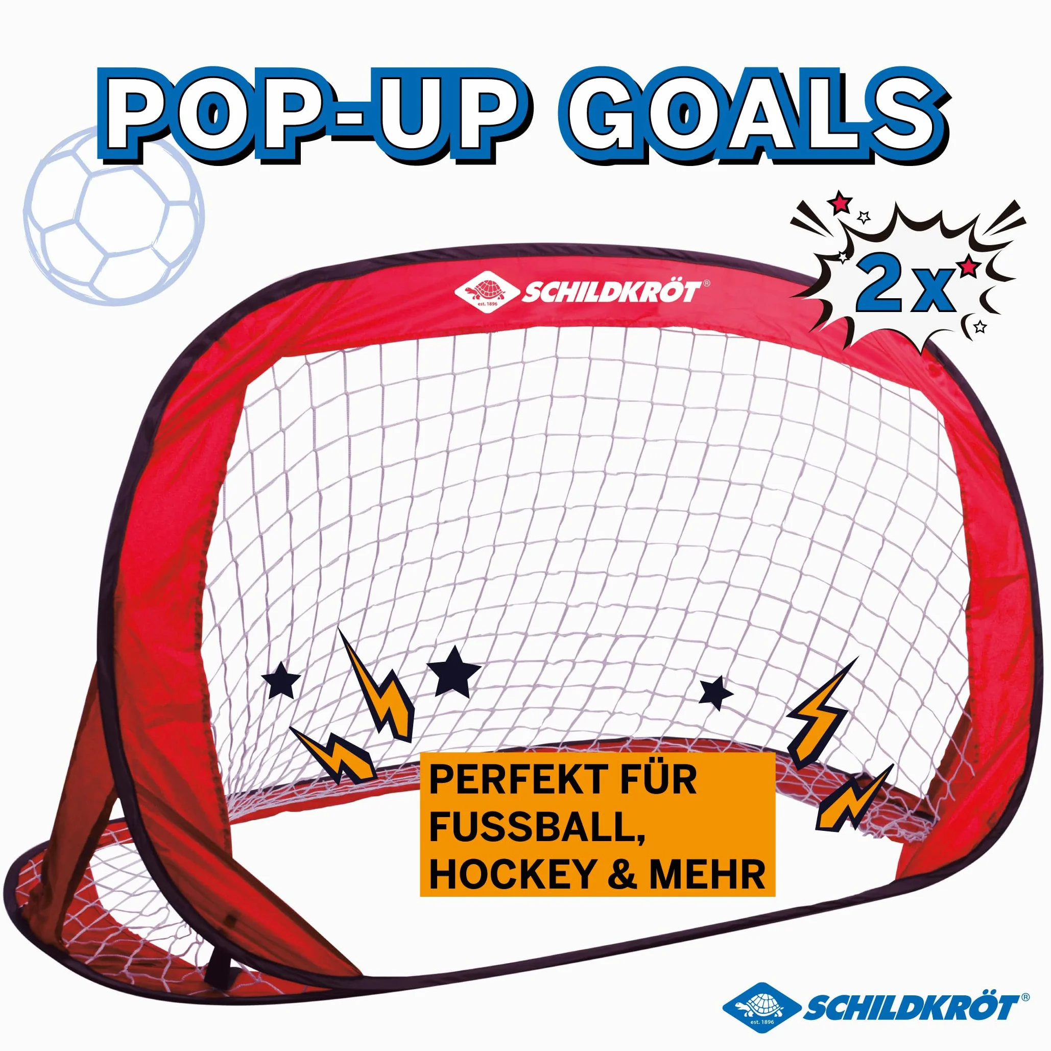 Schildkröt Juego de Porterías Pop-Up , 120 x 80 x 80 cm, Autodesplegable, Transportable, Ahorro de Espacio, Ideal para Fútbol, ​​Hockey, en una Práctica Bolsa, 970988