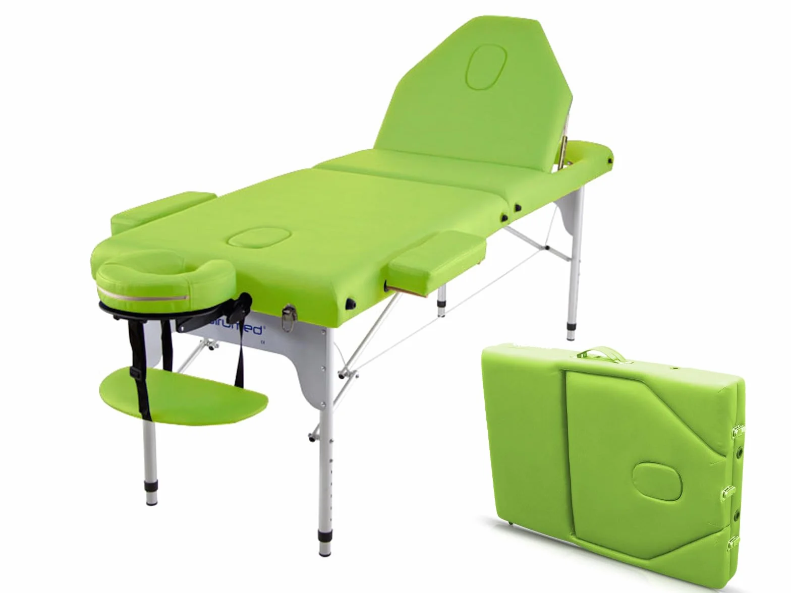 QUIRUMED Camilla de Masaje Plegable Aluminio Elite 186x66 cm Verde Polipiel