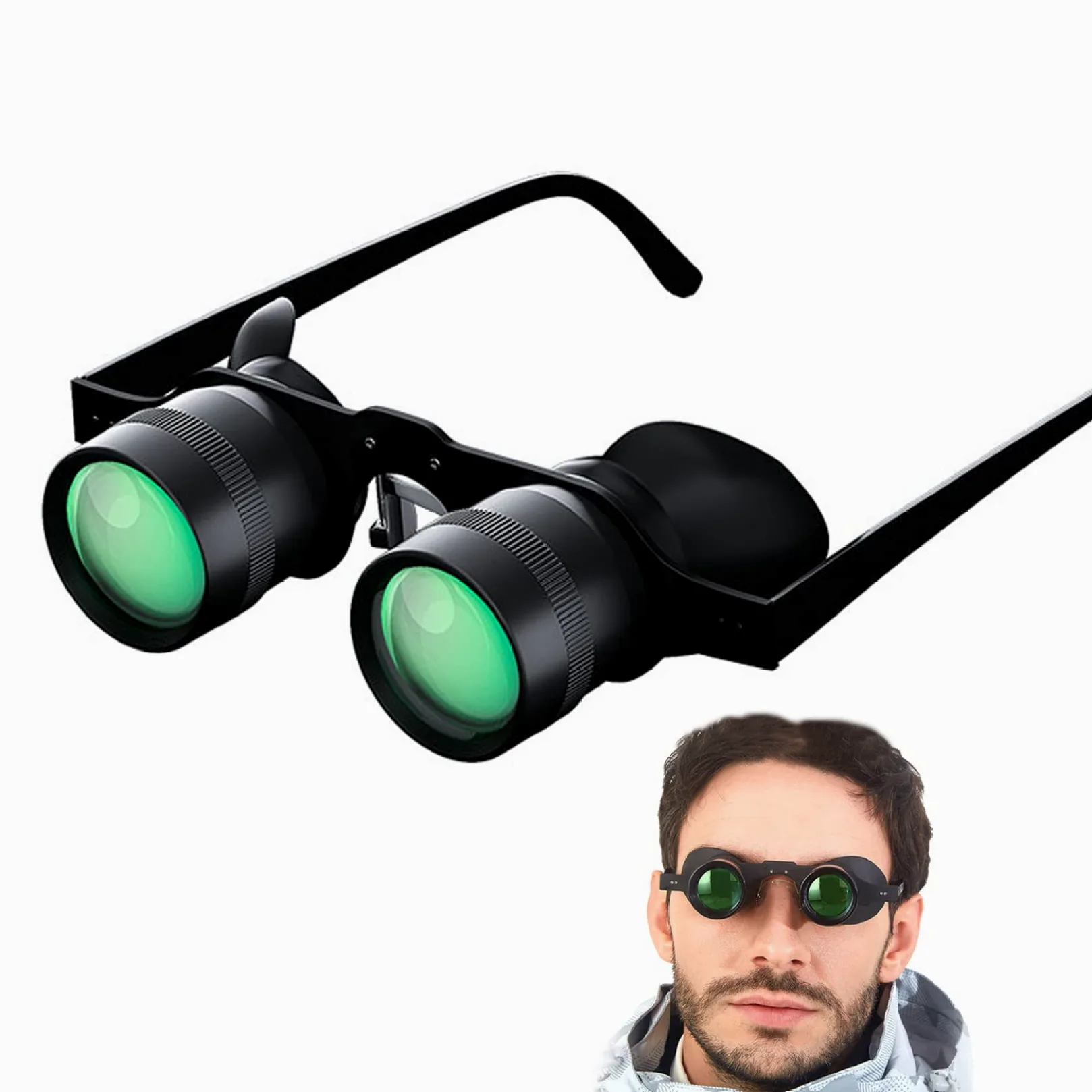 Gafas binoculares binoculares Gafas de Manos portátiles binoculares Libres telescopio 10x Vasos Zoom para Pesca al Aire Libre