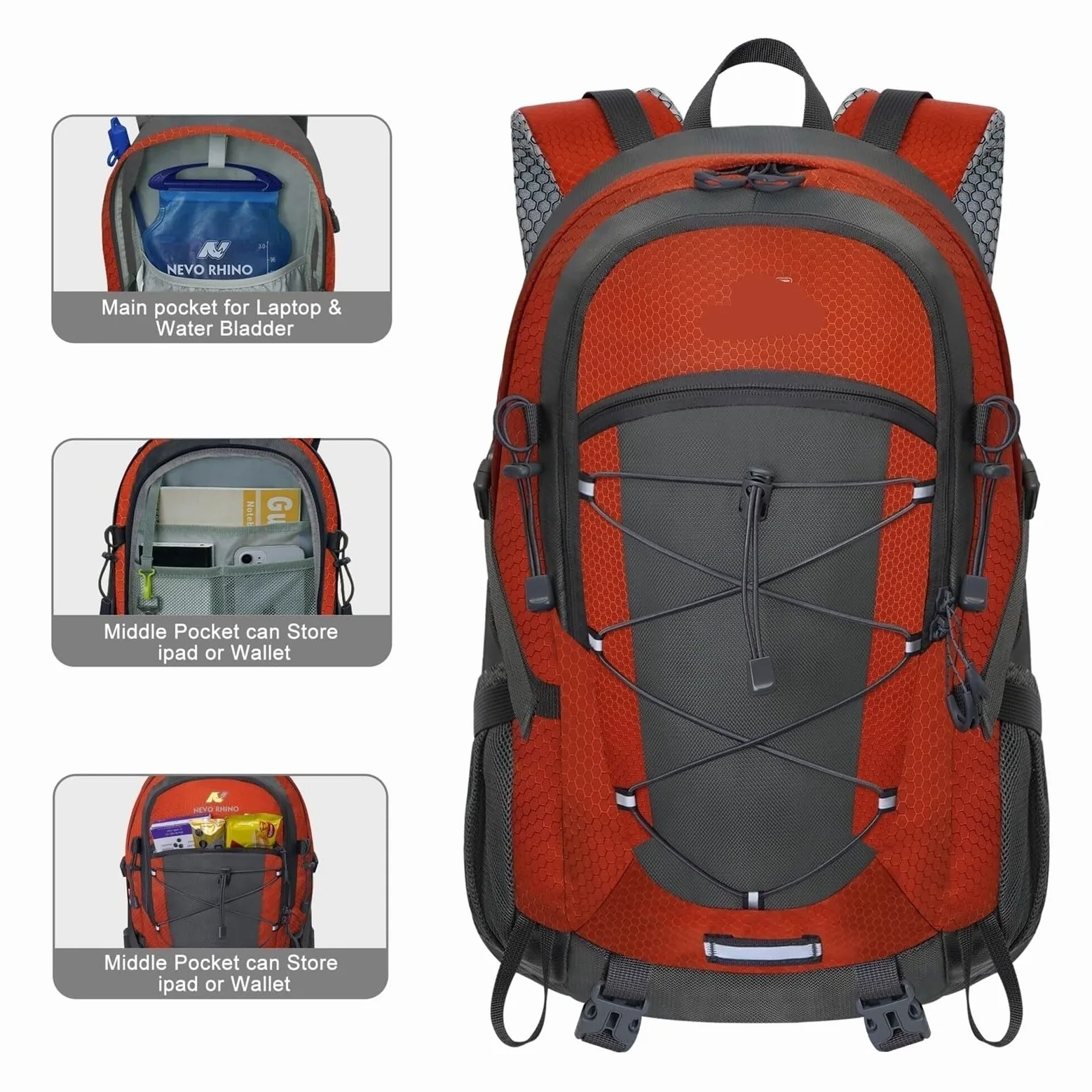 Mochila Viaje Mochila Montaña Mochila De Senderismo De 35 L, Mochila Ligera Para Exteriores, Mochila De Acampada Para Hombres Y Mujeres Mochila Trekking(Oranje)