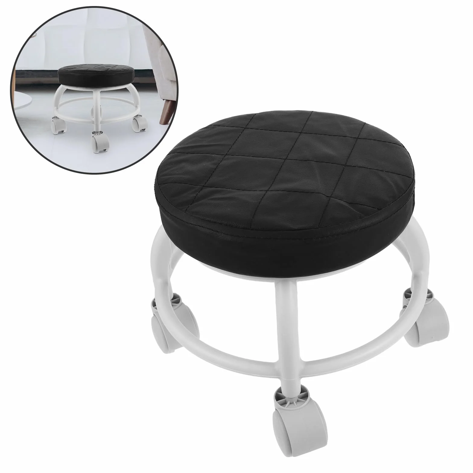 DOITOOL Taburete para Pedicura con Ruedas, Material PU y Plástico, Capacidad de Carga Fuerte para Salones de Belleza