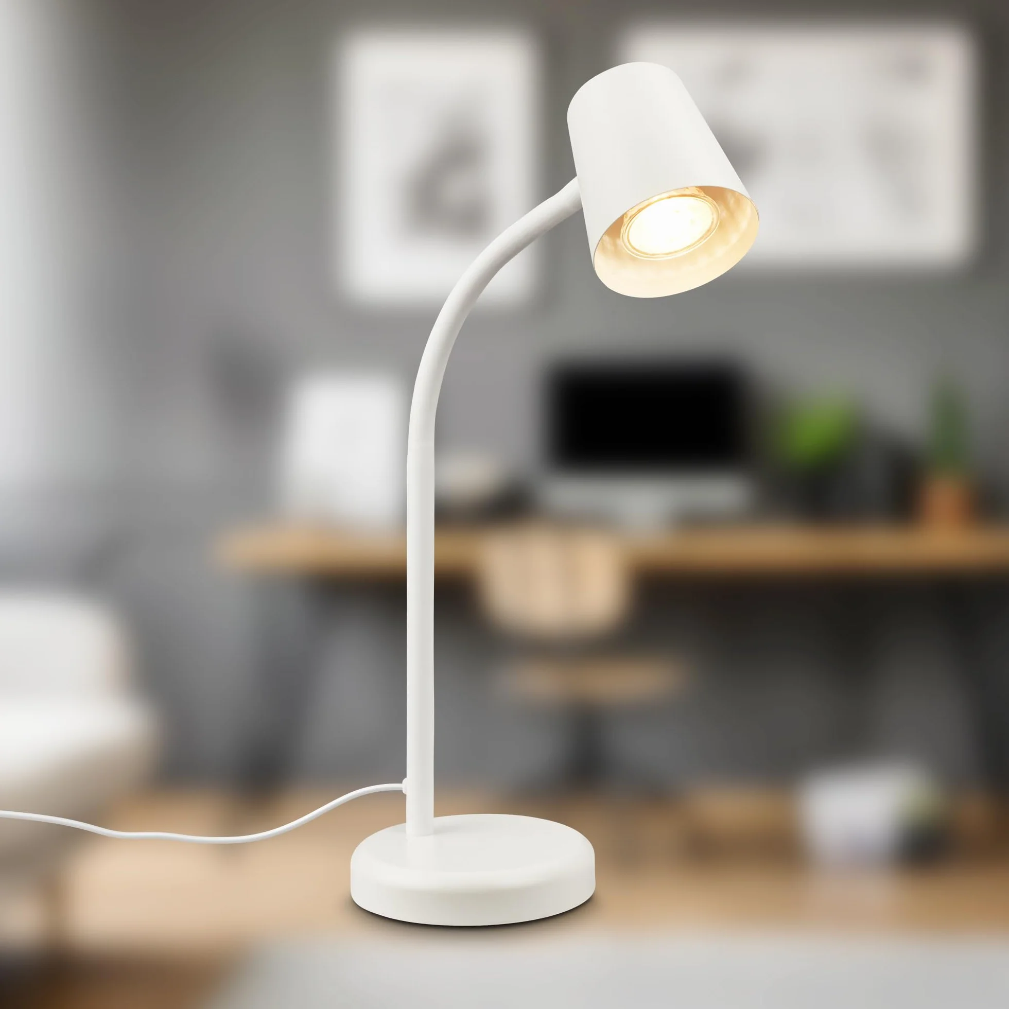 BRILONER Lámpara Escritorio Orientable GU10 con Interruptor de Cable, Blanco