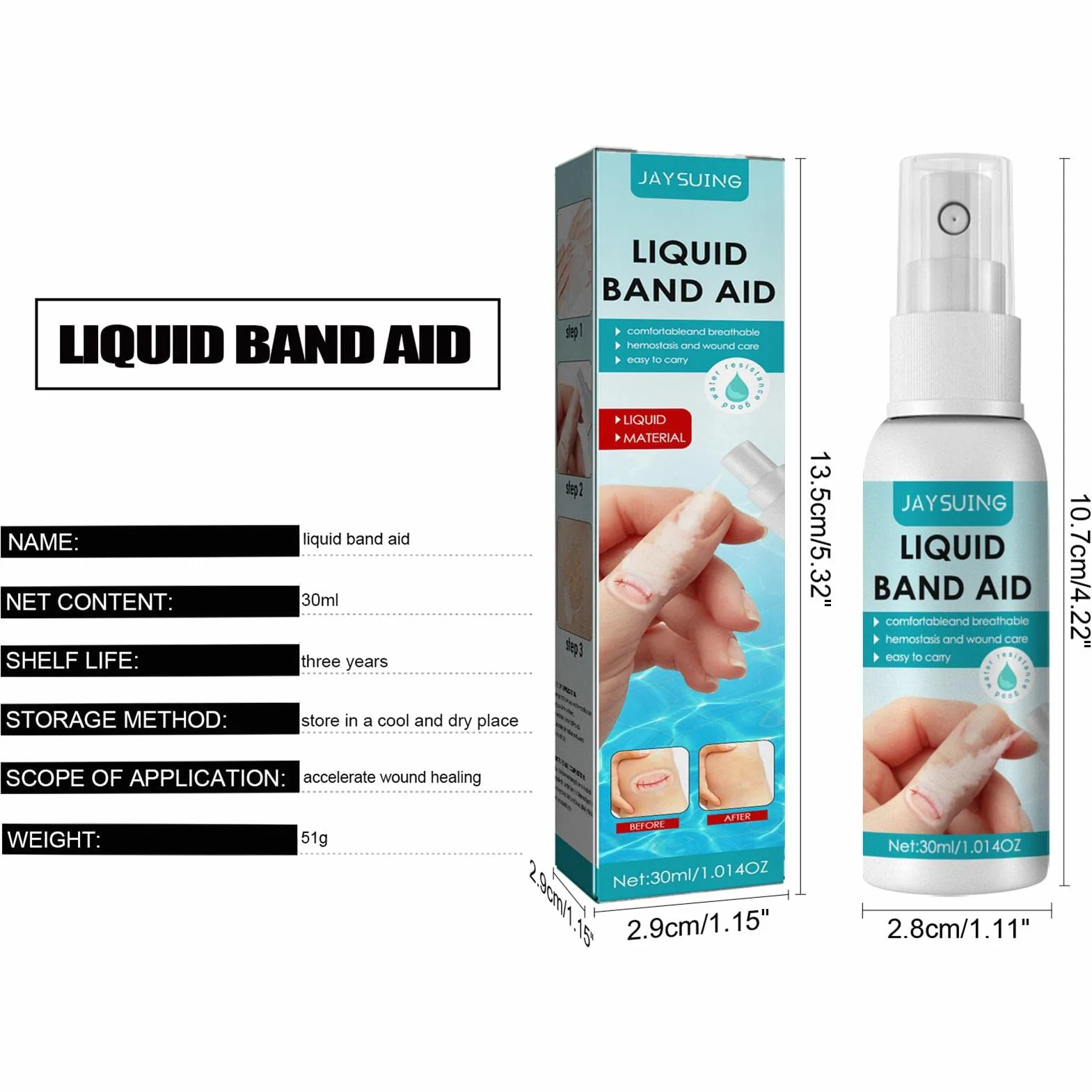 Yeso Líquido Bandage Spray 30ml Impermeable Transpirable Secado Rápido Película Protectora Heridas