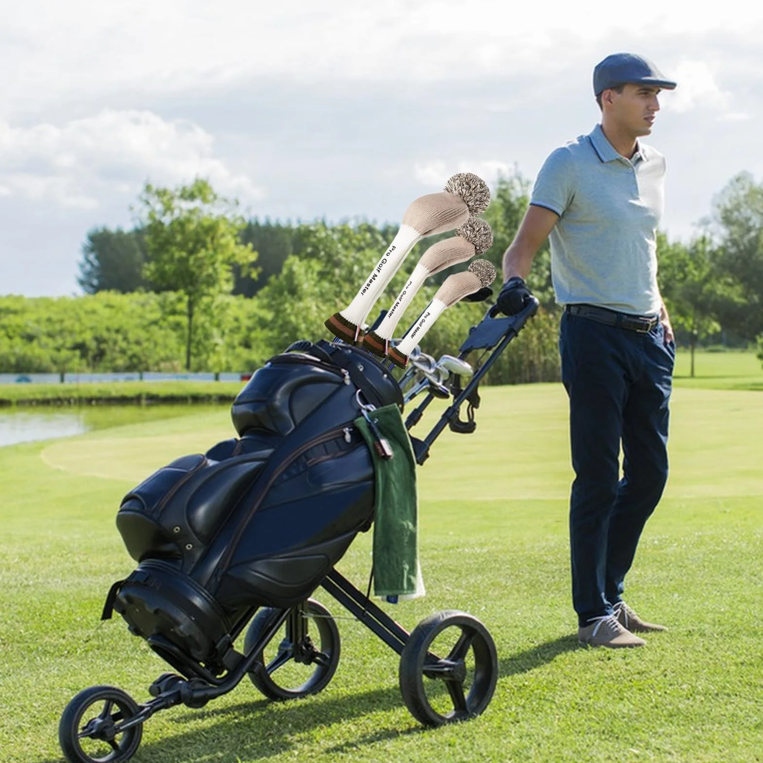 Fundas para Cabezas De Palos De Golf: 3 Piezas De Calle Tejida, para Cabezas Híbridas, Protección Universal para Palos De Madera, De Lana Bordada, Accesorio para Golf De Cuello Largo | Par