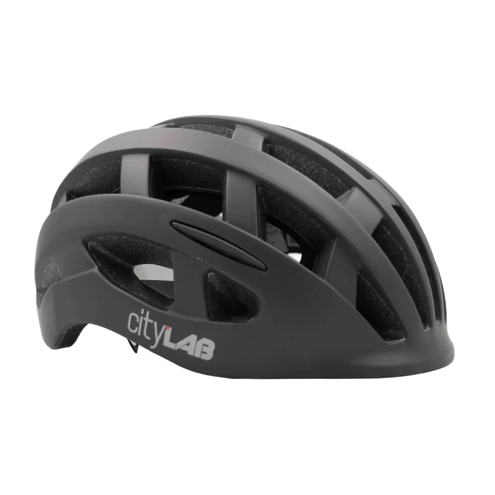 Casco City Lab Negro. Casco de Bicicleta Hombre y Mujer. Casco de Bicicleta Adultos 55-58 cm con luz LED. Casco de Bicicleta de policarbonato homologado, Ajustable, Transpirable, ergonómico.