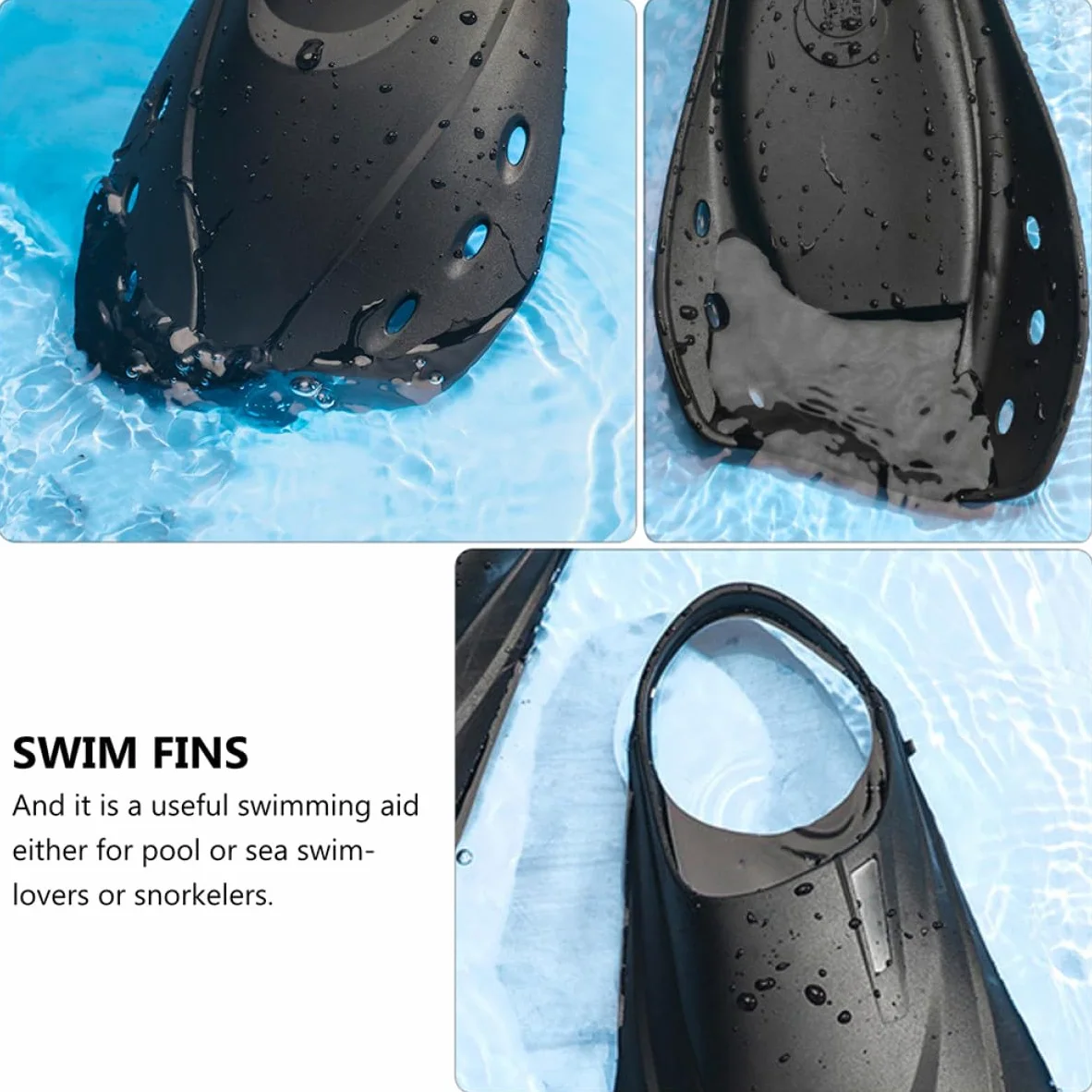Aletas de Natación para Adultos Negras Bolsillo Suave y Flexible de , Ligeras y Ajustables, Ideales para Piscina y Mar
