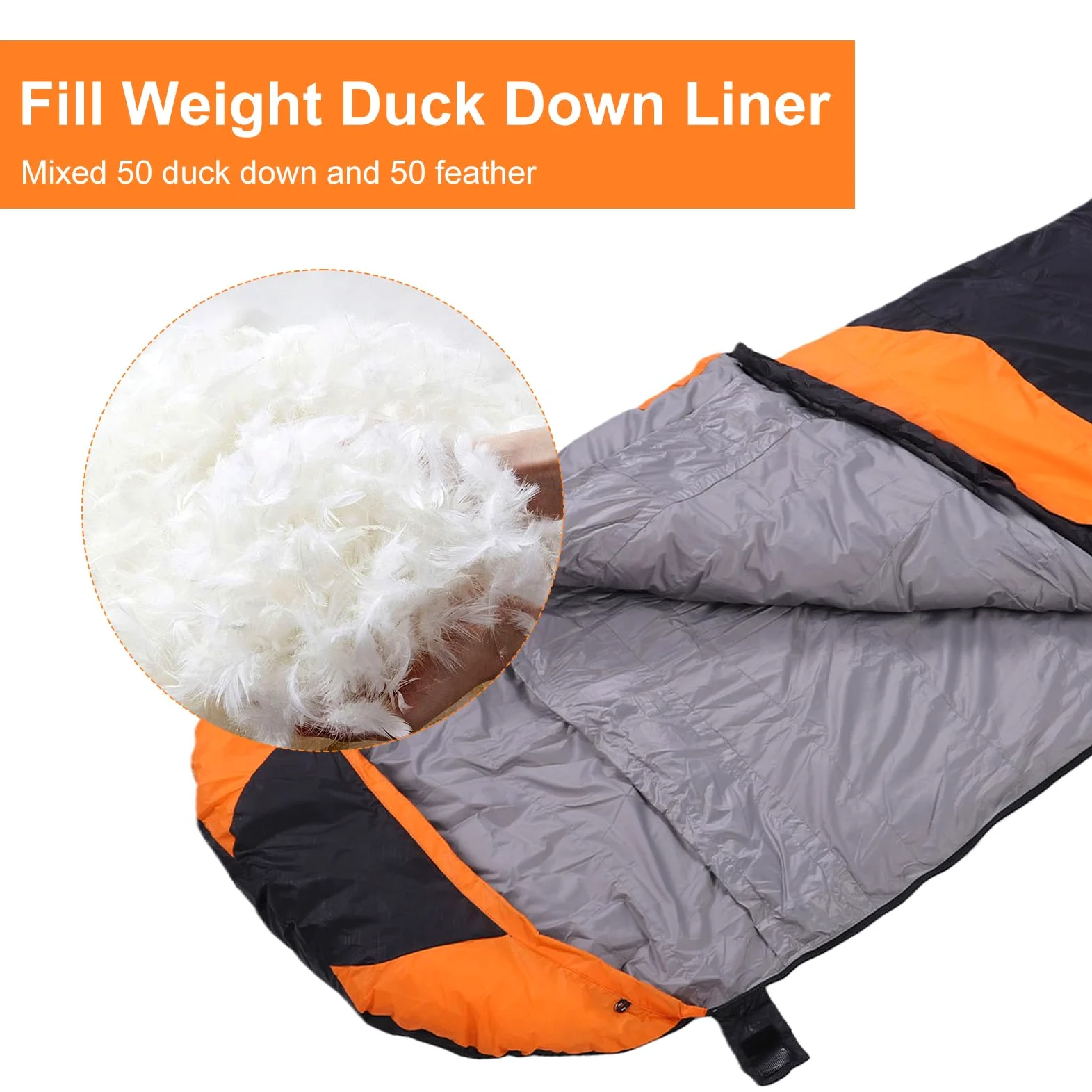 Saco de Dormir de Plumas, Saco Dormir con Mochila Invierno, con sobre Compacto para Acampar en Invierno, Senderismo, Viaje, 210 X 80 Cm