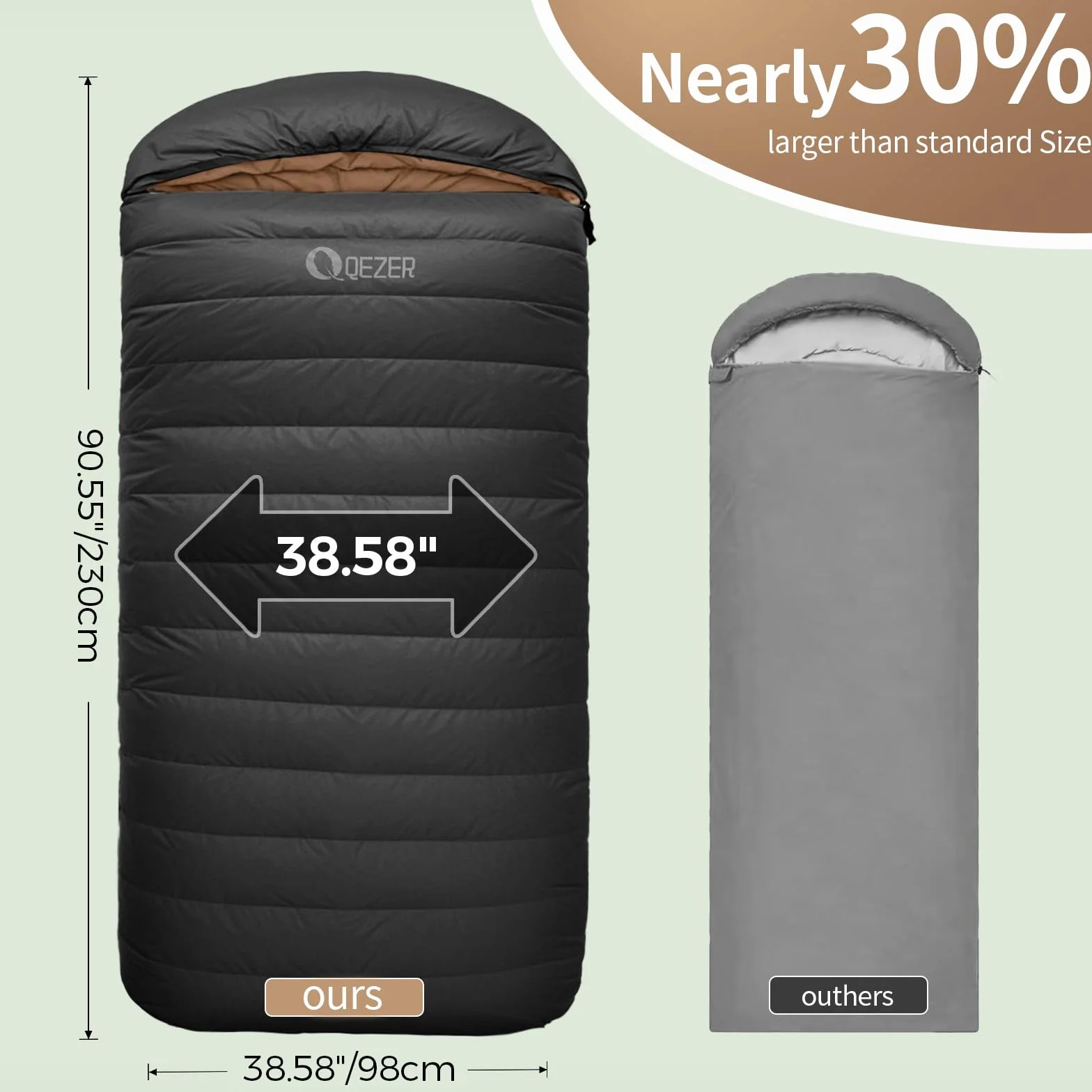 Saco de dormir XL con relleno de 600 grados para adultos, ultraligero, ideal para mochileros, camping, senderismo
