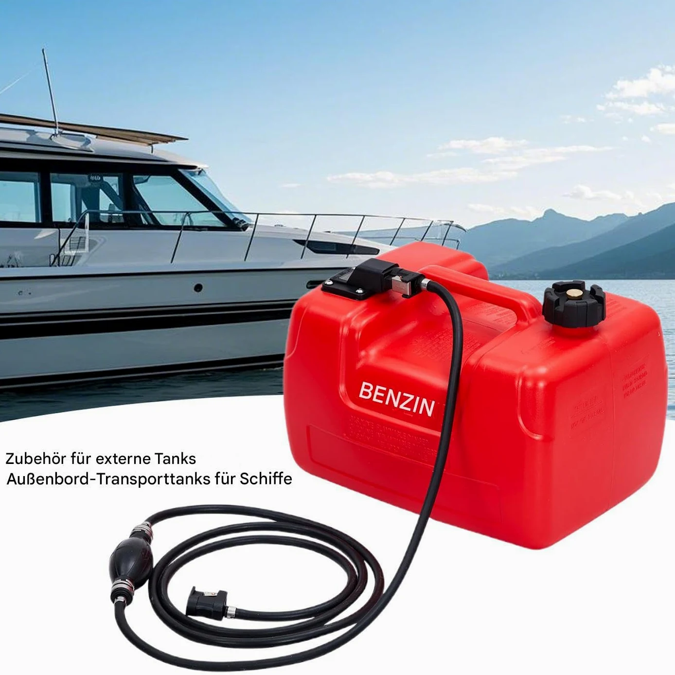 Tanque para bote, tanque externo Tanque de marino | Contenedor de de bota de pesca portátil 3 galones para yates, lata de crudo de barcos con filtro y tubería