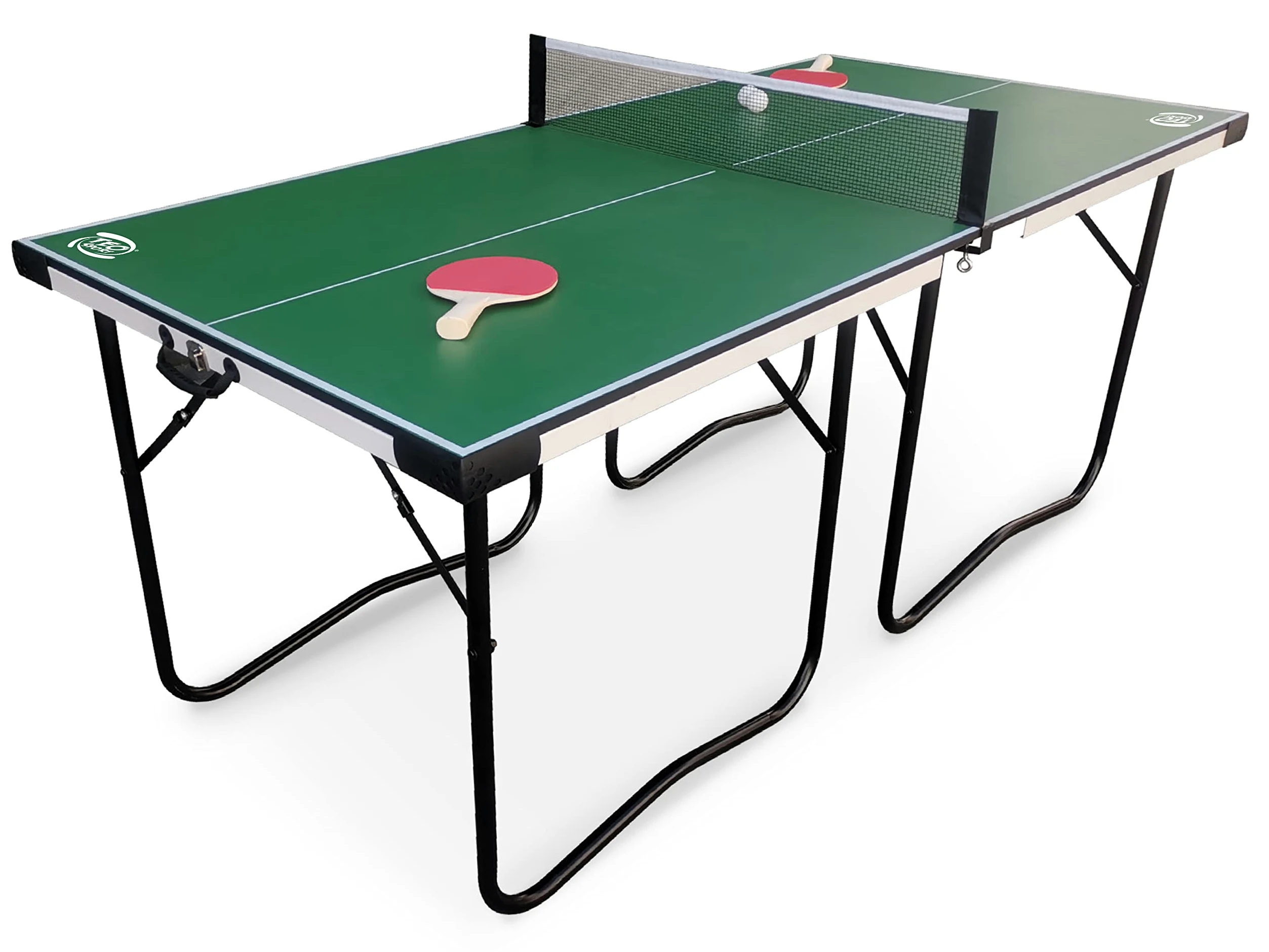 Teorema Giocattoli 67360 – Mesa de Ping Pong Plegable con 2 Palas, 2 Bolas y 1 Red con Soportes, 182 x 86,5 x 75 cm, para Espacios Interiores y Exteriores, Verde, Unisex