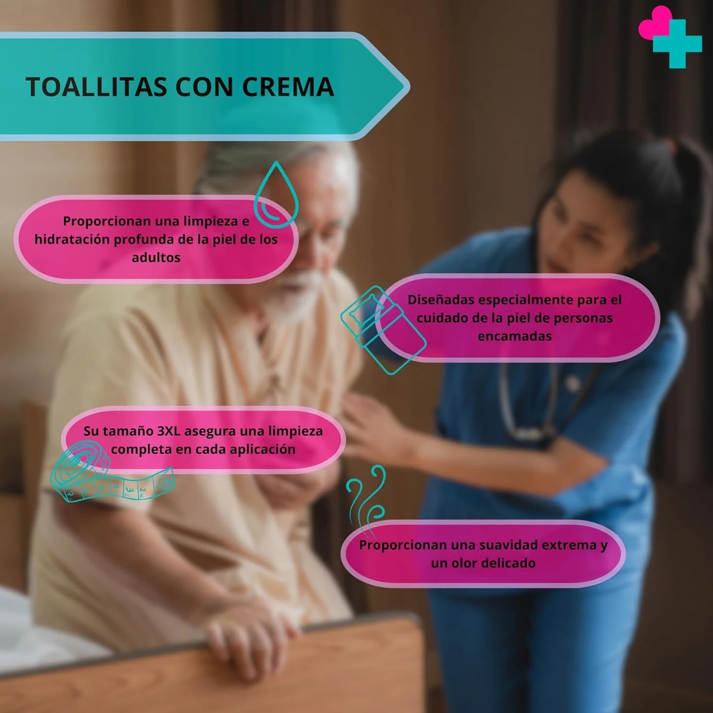 Toallitas Húmedas Adultos 126 Unidades Pack 3 Paquetes con Crema Hidratante