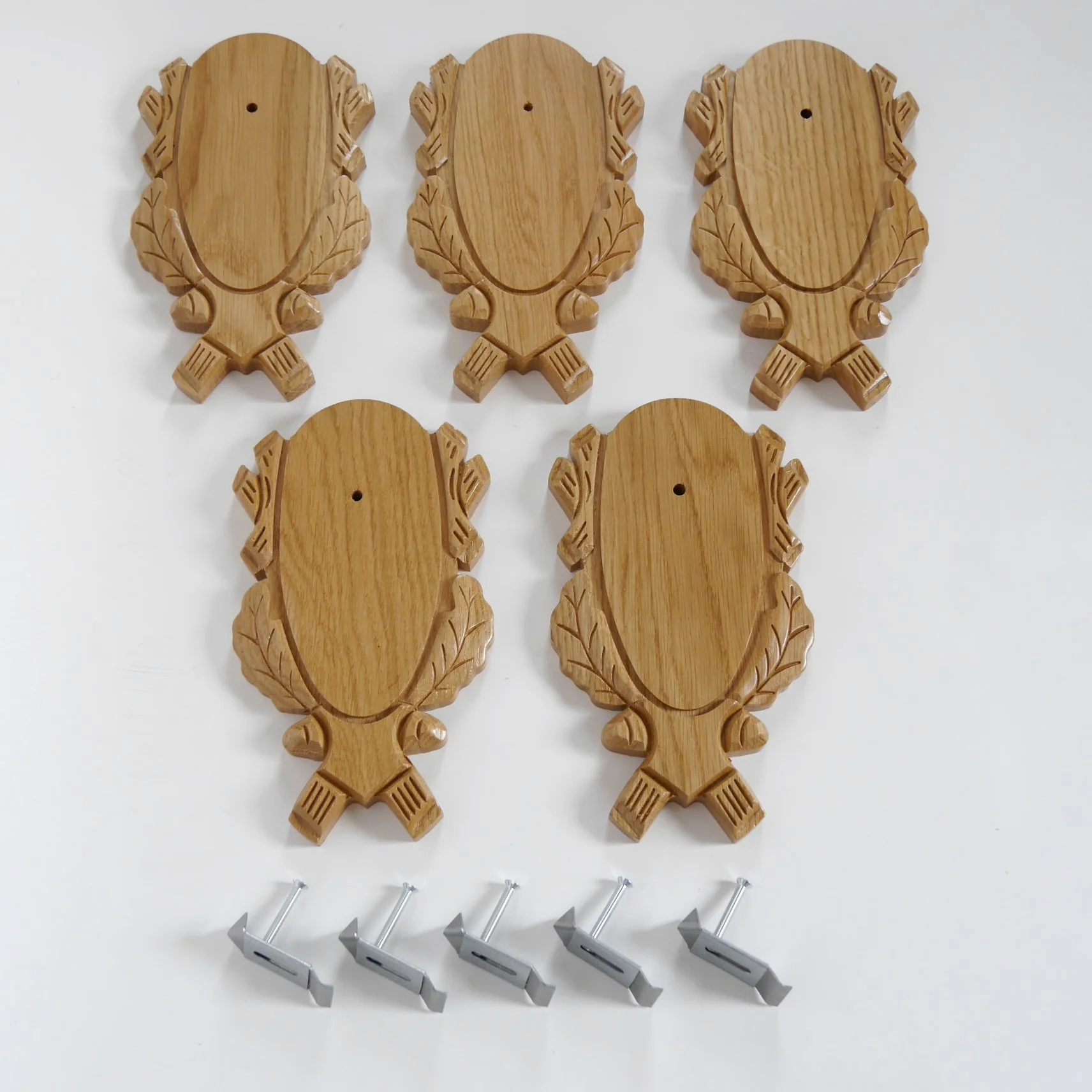 5 pieza de diseño de corzo talladas trofeo carteles claro + 5 unidades gehörn grapas