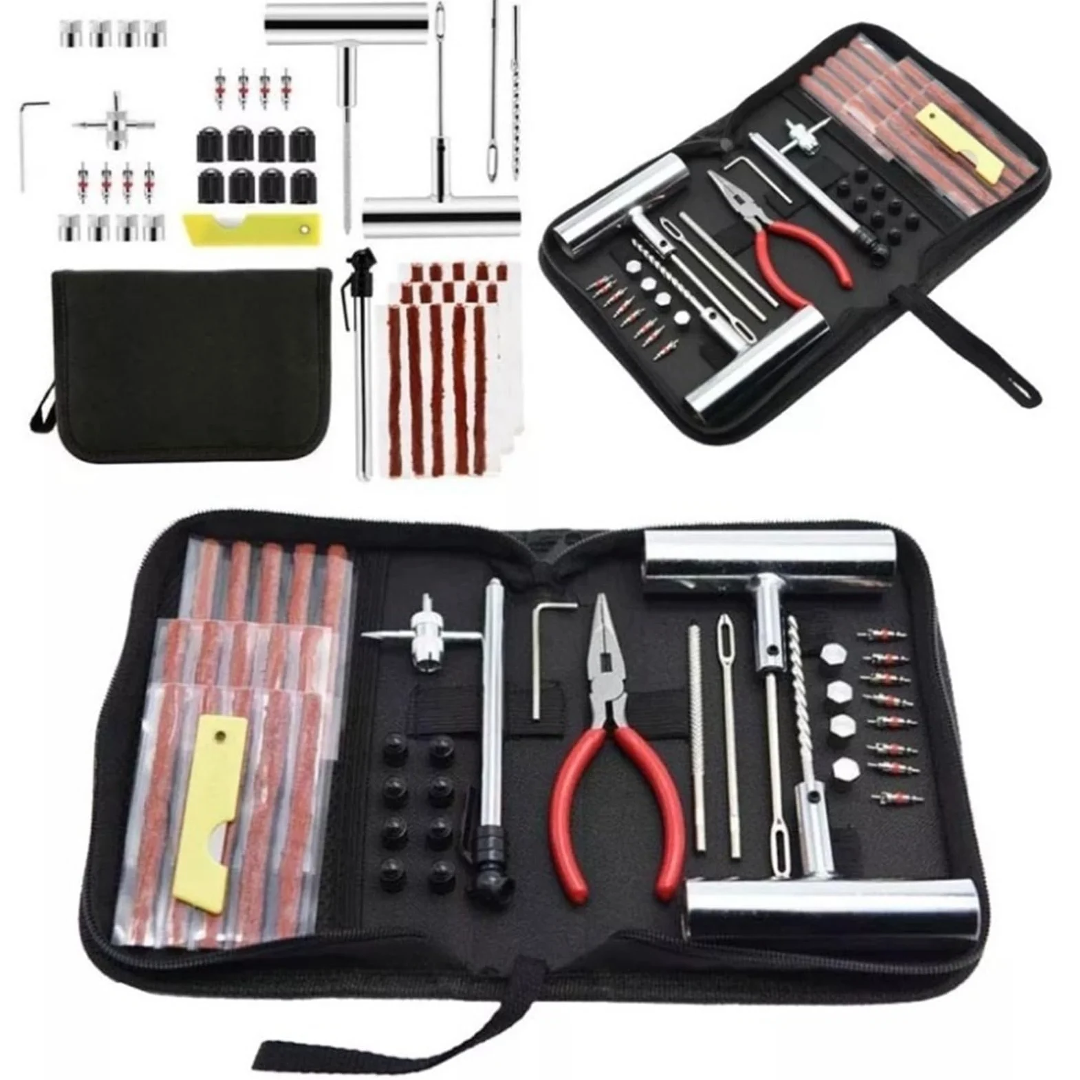 Genérico Kit De Reparación De Neumáticos De Bicicleta, Juego De Tapones For Pinchazos, 24/46/62 Piezas, Herramientas Portátiles De Mantenimiento De Parches De Neumáticos