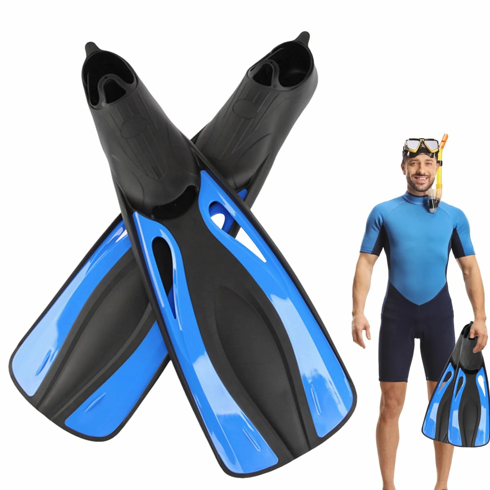 Aletas para buceo, equipo para buceo submarino y natación para adultos | 1 par de aletas ajustables para actividades de buceo al aire libre y de entrenamiento ideales para hombres y mujeres así como
