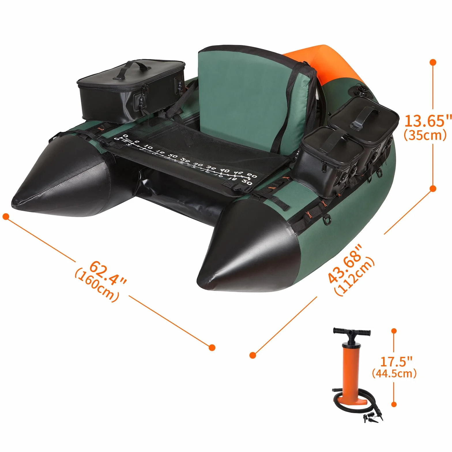Tubo flotante profesional de pesca, Tubos flotantes para pesca, Tubo flotante inflable de pesca con capacidad de carga de 158KG, Bote pequeño, Bote pequeño con soporte para caña, Inflador
