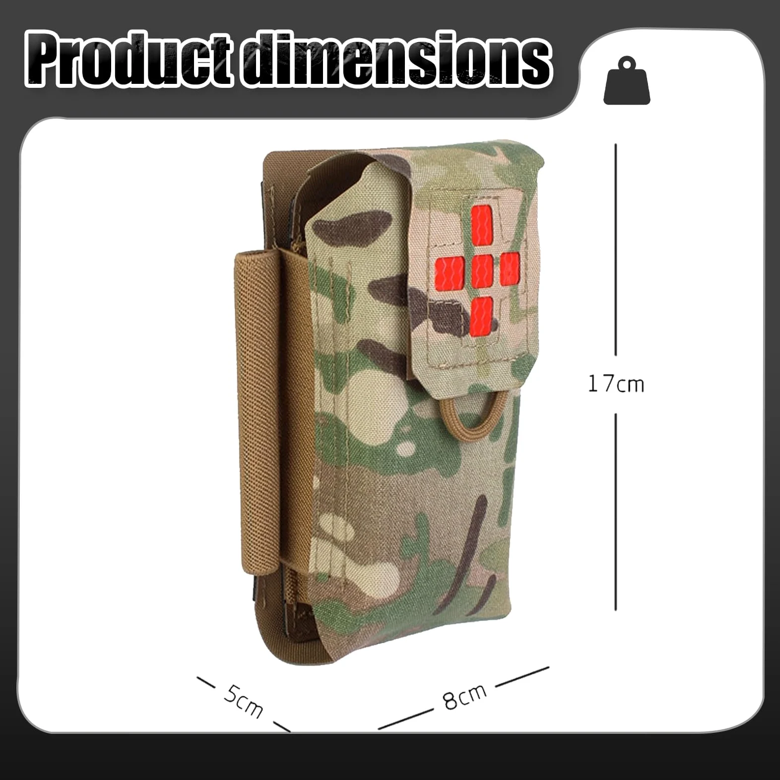 Bolsa Médica Tactics MOLLE, Mini Bolsa Médica IFAK, Kit Compacto de Primeros Auxilios de Acceso Rápido, para Senderismo y Acampada Al Aire Libre