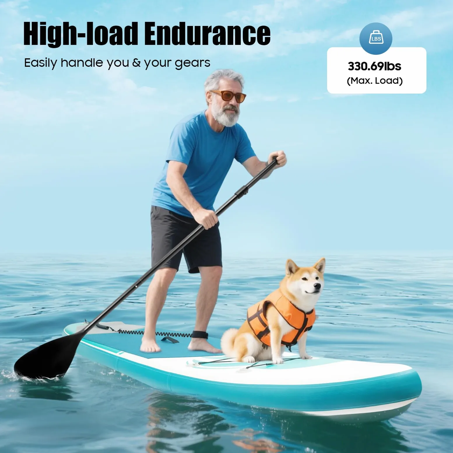 Tabla de surf hinchable de pie para remo, juego de tabla de surf para remo, adecuada para adultos y jóvenes, incluye remo, bomba, mochila, leash, hasta 150 kg