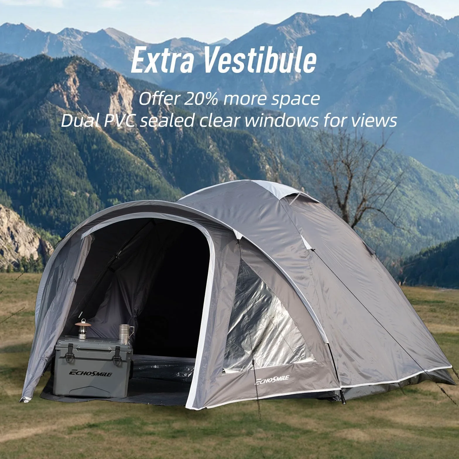 EchoSmile Tienda de campaña para 2-3 personas, tienda de campaña impermeable con vestíbulo, ultraligera, fácil de instalar para acampar al aire libre, 3 estaciones