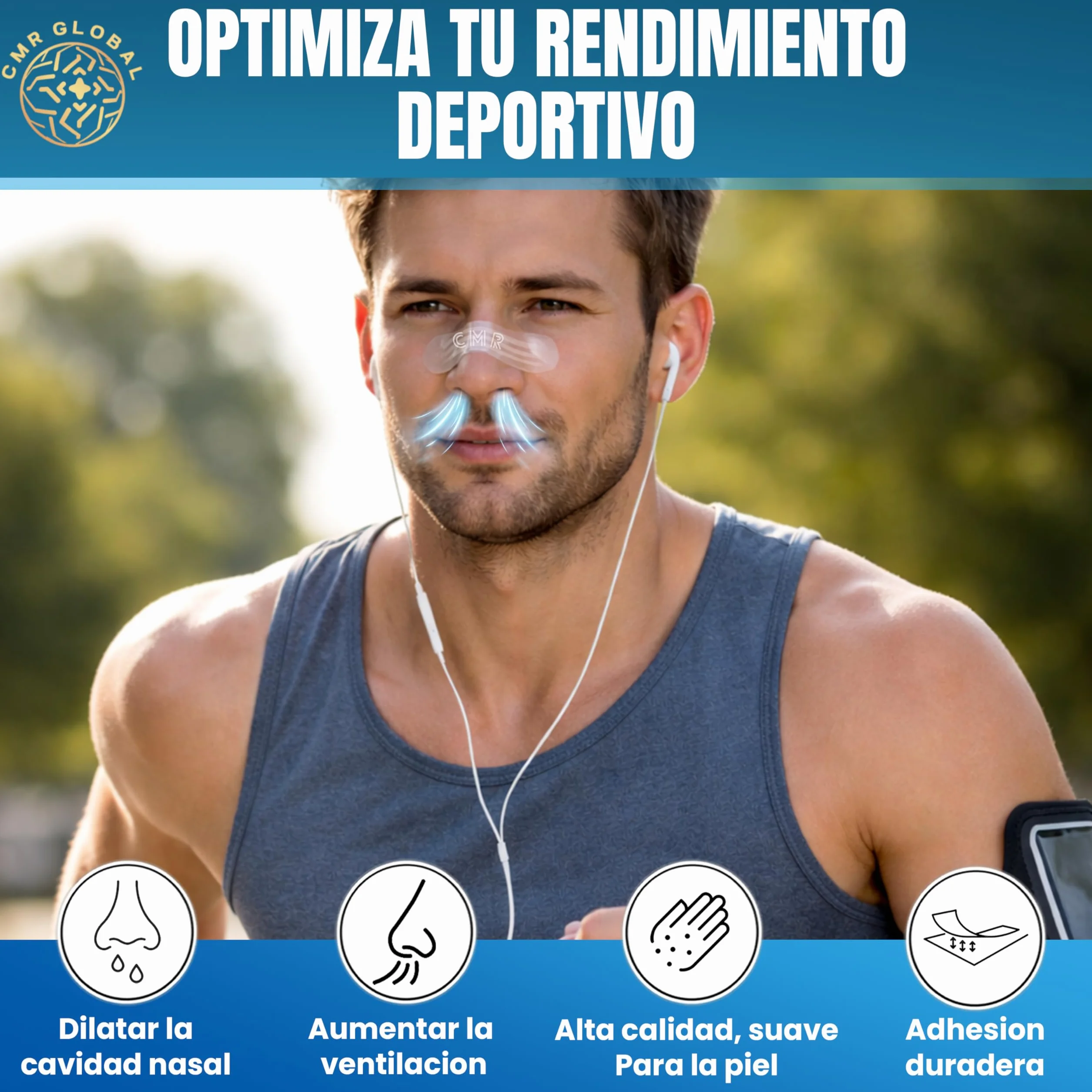 Tiras Nasales Deportivas Premium 60 Unidades Antironquidos Transparentes