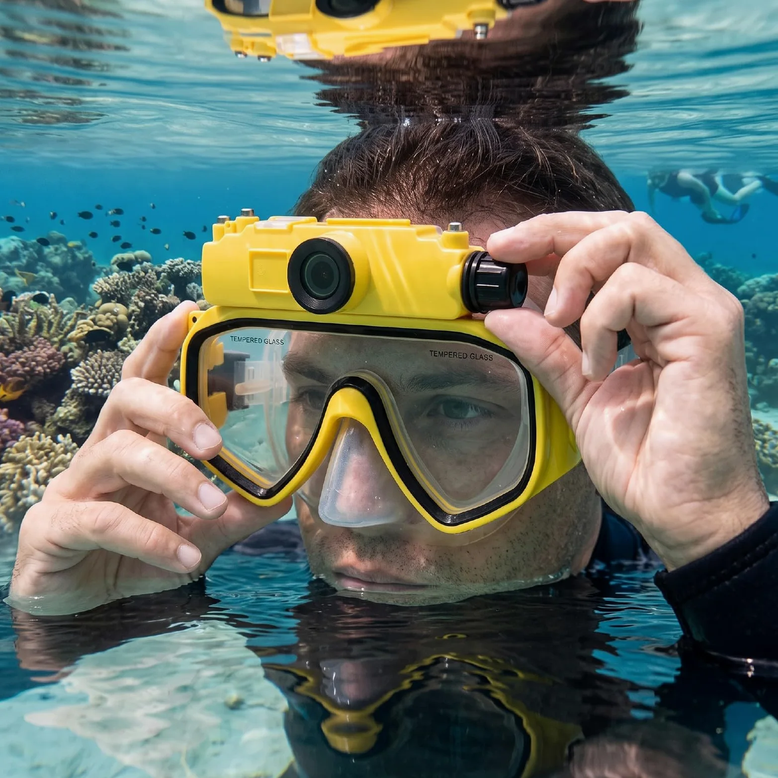 Gafas de Buceo para Snorkel con Cámara 2K 5MP | Gafas de Natación para Apnea, Resistente Al Agua, 15M, Gran Angular de 100 Grados, Antivibración, Aplicación WiFi