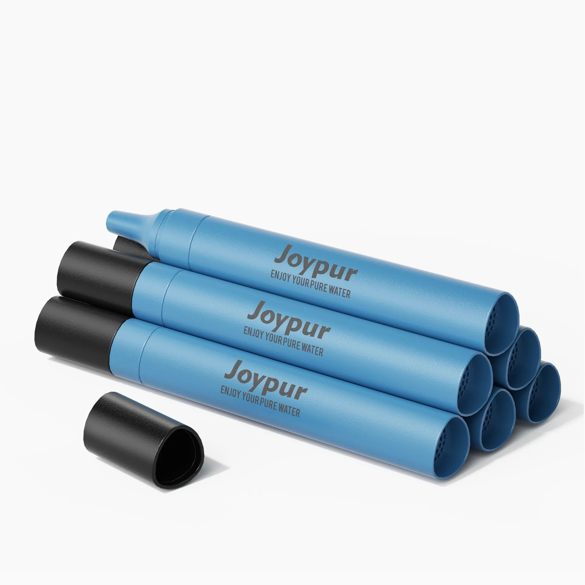 Paja Filtrante Triangular de 45g, Filtro de Agua Portátil de 0.01µm para Acampar y Senderismo, Purificador Personal Ultraligero para Mochila, Supervivencia y Viajes (Azul * 6)