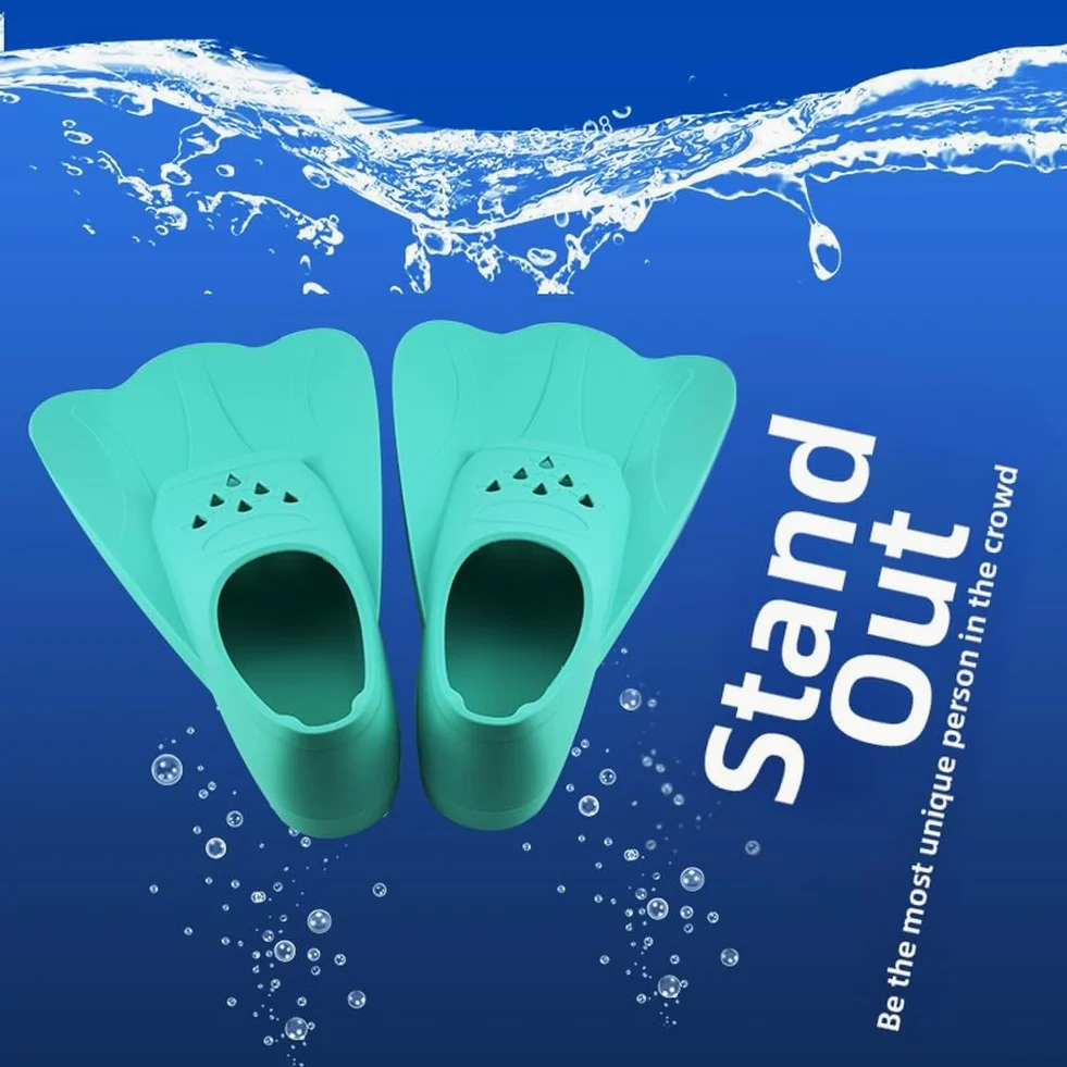 Aletas de natación de silicona, aletas de entrenamiento para piscina, cuchillas cortas para técnica, aletas para niños y adultos, equipo de natación de viaje portátil, aletas de buceo