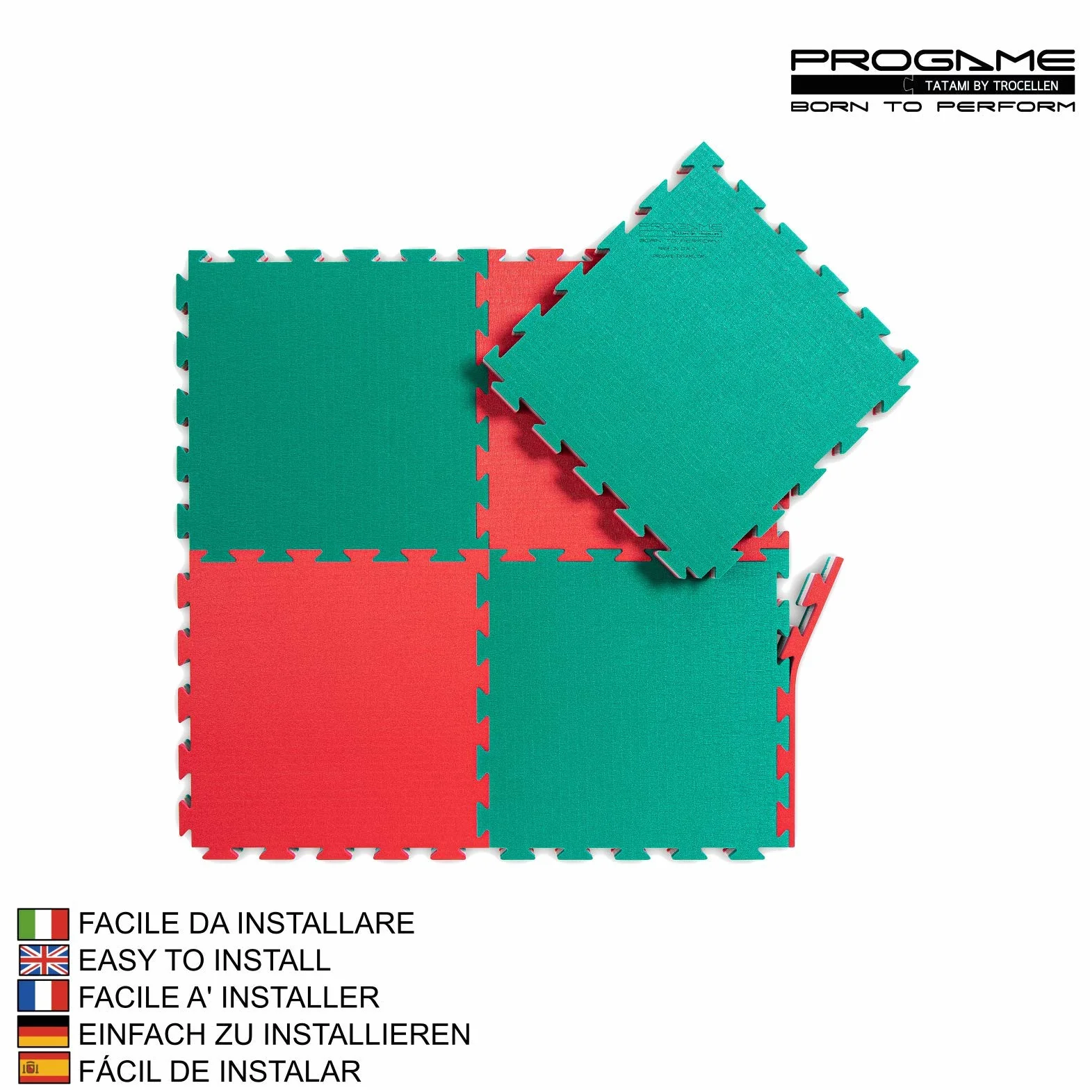 Pro Game Kit 8 Piezas Tatami Puzzle 4cm Performance-Home Verde/Rojo 50x50 cm Tatami 4cm, Tatami Judo