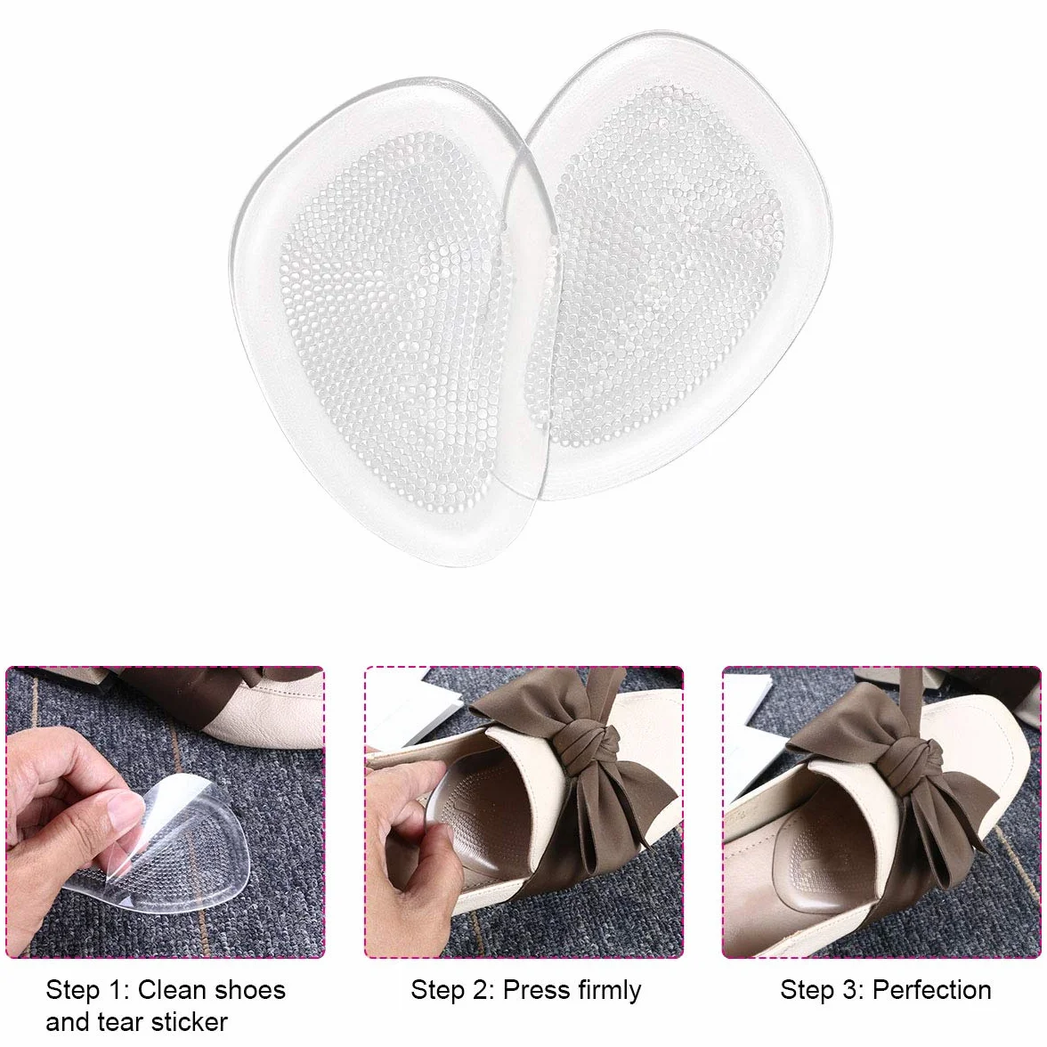 Plantillas de Zapatos con Tacón Alto para Alivio del Dolor en el Antepié, 3 Pares