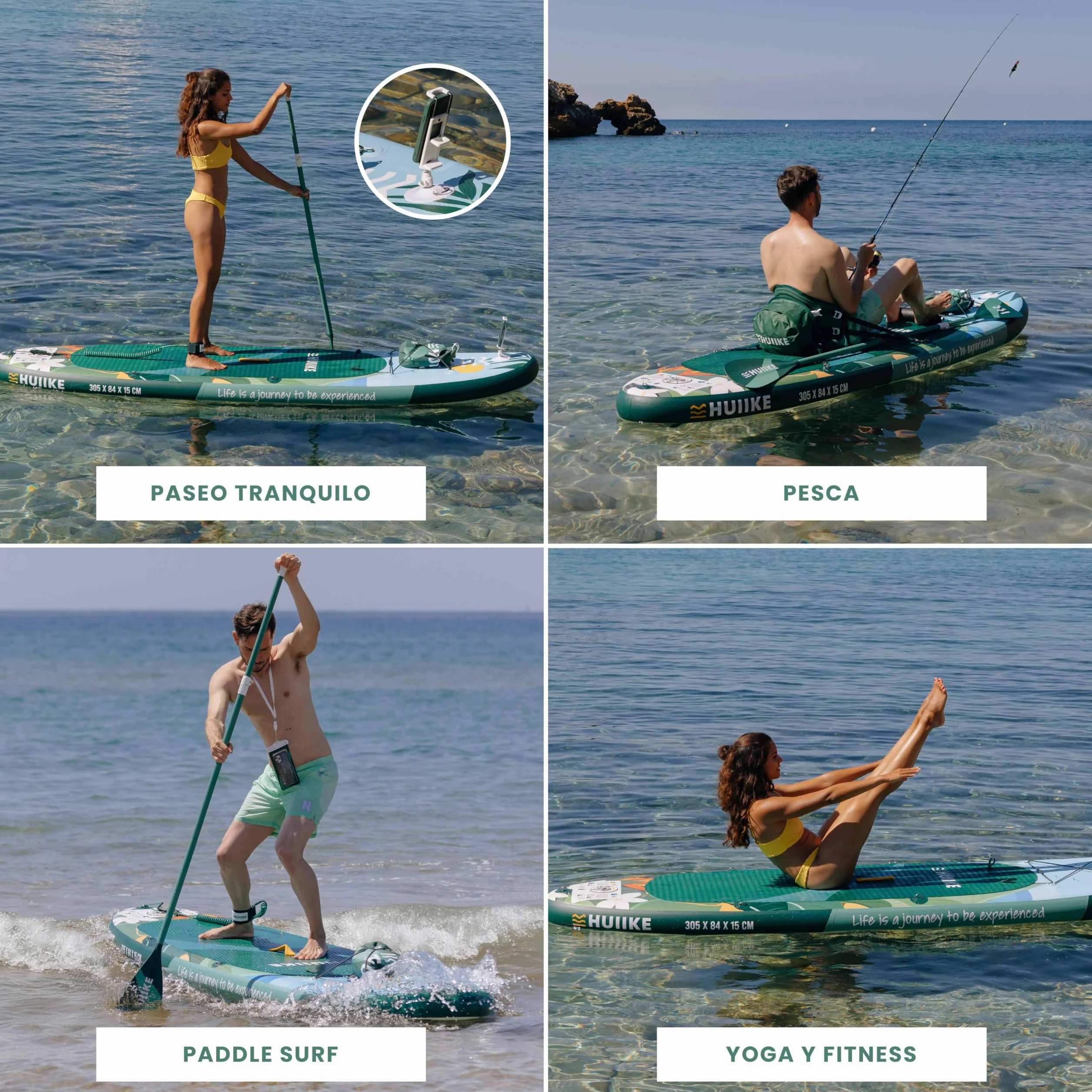 HUIIKE Tabla Paddle Surf Hinchable con Accesorios Incluidos, Remo, Quillas, Inflador. Stand Up Paddle Board Gran Estabilidad y Resistencia. 305 x 84 x 15 cm, Soporta hasta 130 kg