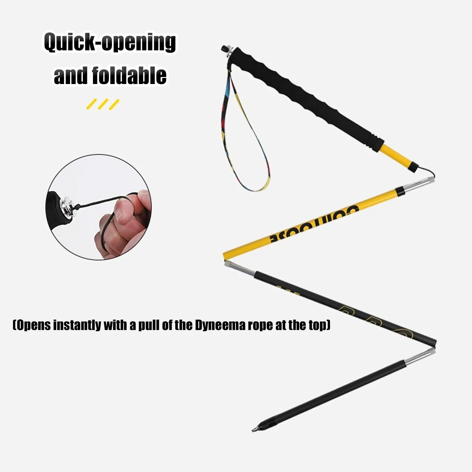 Juego de 2 Bastones Plegables para Senderismo, Bastones Ultraligeros y Plegables de Fibra de Carbono, Empuñadura de Espuma EVA, con Sistema Antichoque y Bloqueo Rápido