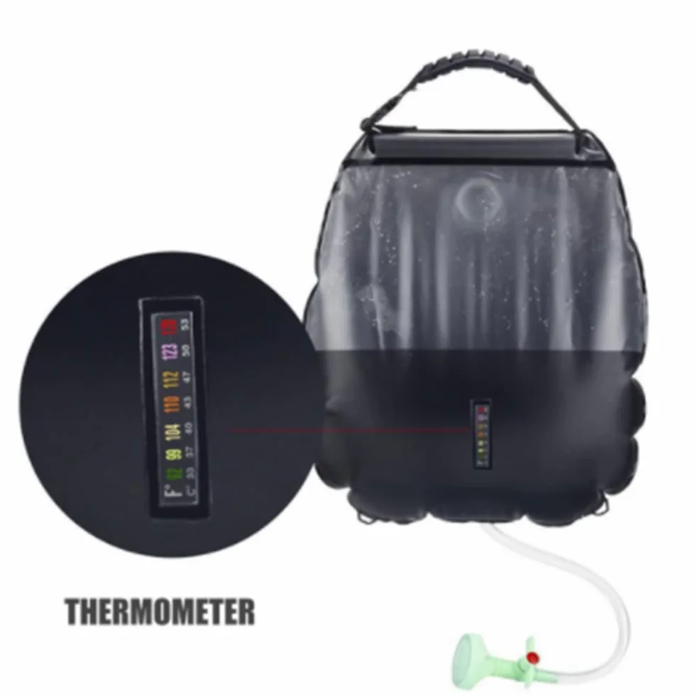 Riloer Bolsa de ducha solar para camping, 20 litros, portátil, bolsa de camping para exteriores, calefacción solar, con control de flujo de agua para camping, viajes, senderismo, escalada, ducha de