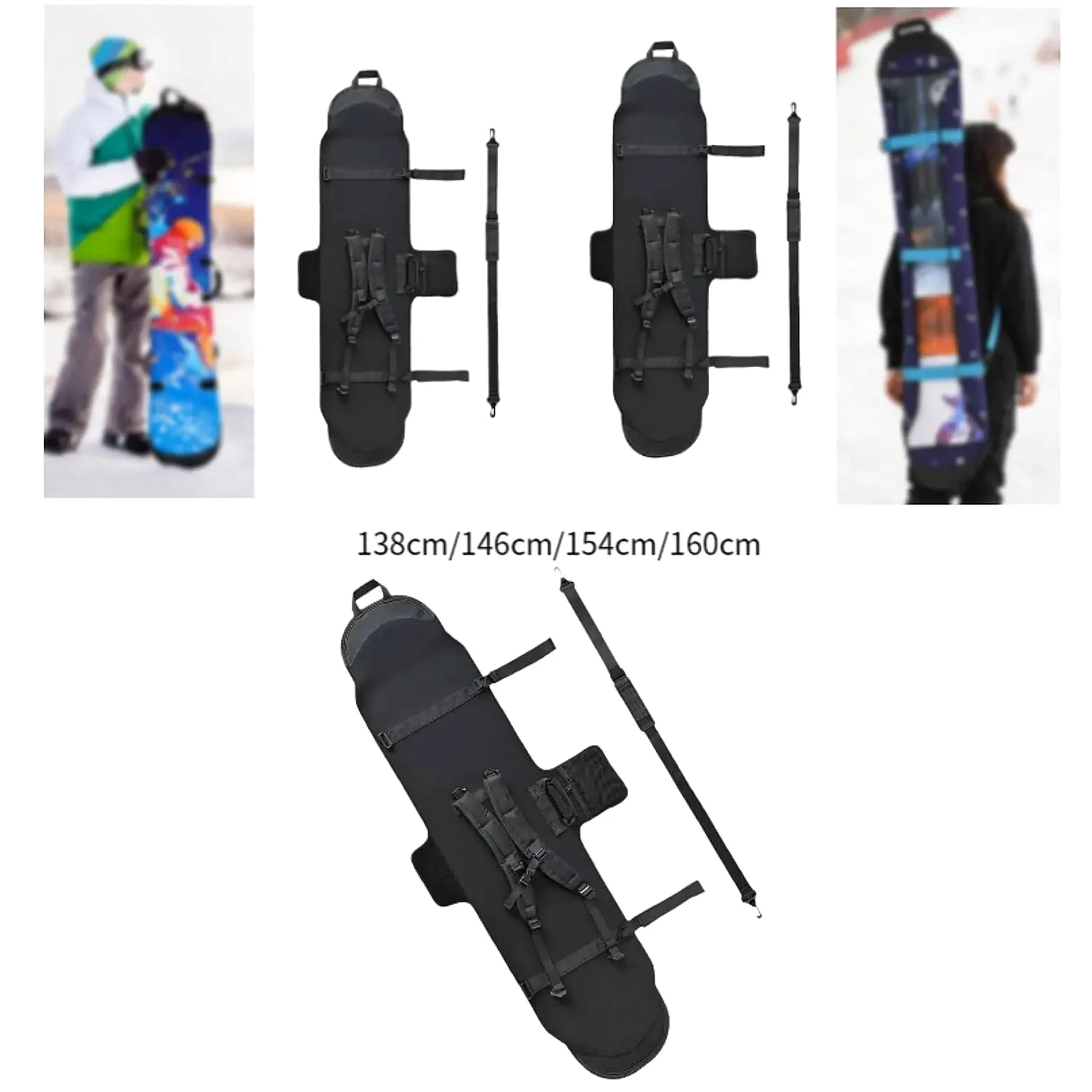 esquí Bolsa bolsa para botas de esquí Funda para Snowboard, funda para tabla de nieve, envoltura de transporte para equipaje, protección para Snowboard, estuche de almacenamiento para esquí(Length 138