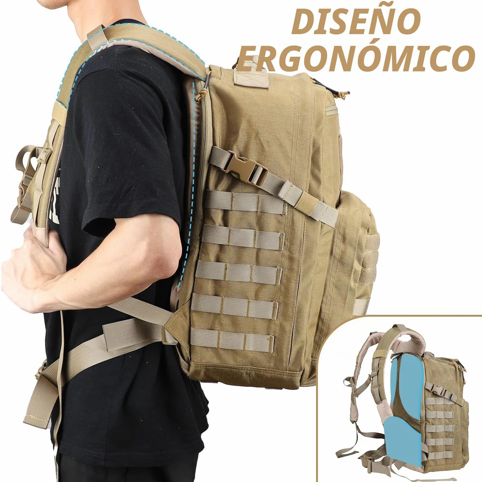 MGFLASHFORCE Molle Mochila Tactica Militar Policial Militares Hombre 30L, Compartimento De Computadora Portátil De 15.6"