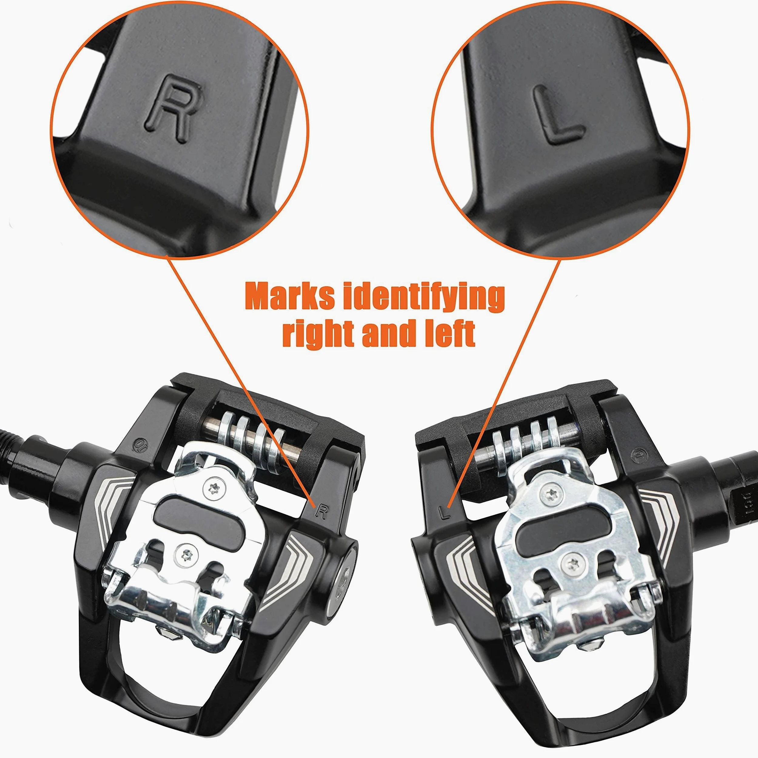 BV Pedales de Bicicleta Shimano SPD/Look Delta, compatibles con 9/16 Pulgadas con Clips para los Dedos, Pedales Peloton para Zapatos Regulares, jaulas de Dedos para Bicicleta Peloton, Pedales de