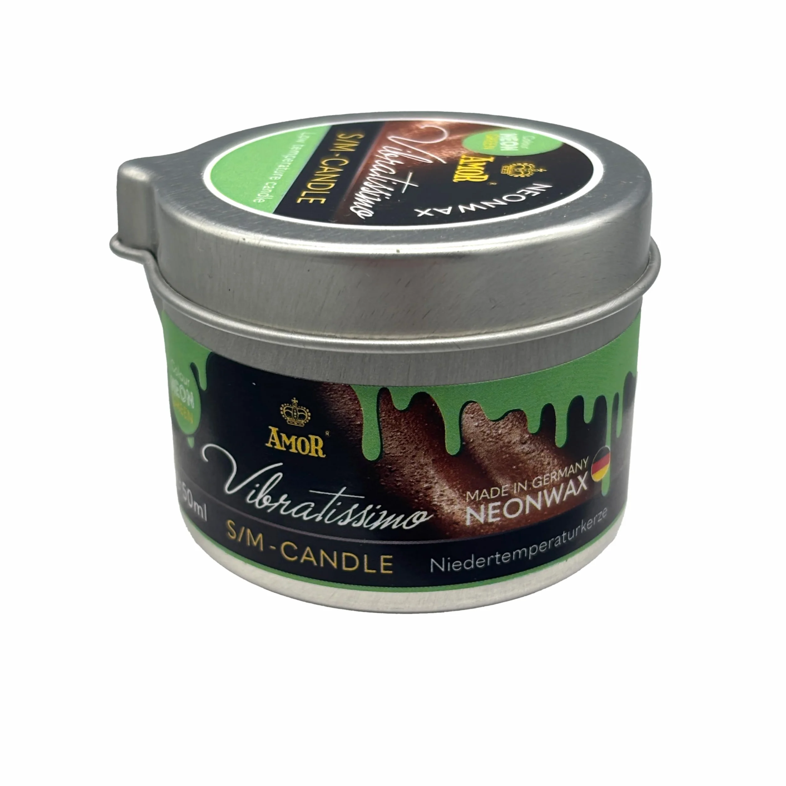 Vela S/M NEON GREEN 50 ml cera baja fusión verde neón sin olor goteo erótica masaje parejas