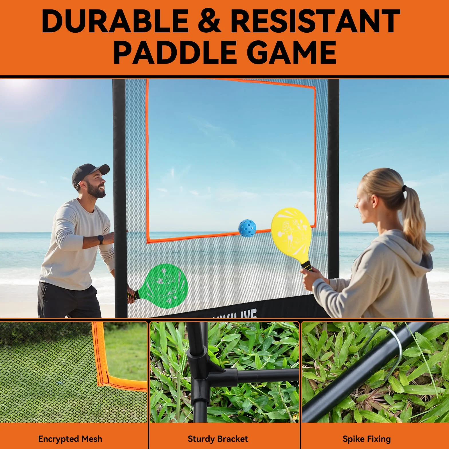 Set Deportivo Todo en Uno Juegos de Palas con Red para Bádminton/Tenis de Mesa/Volante/Pickleball Interior y Exterior