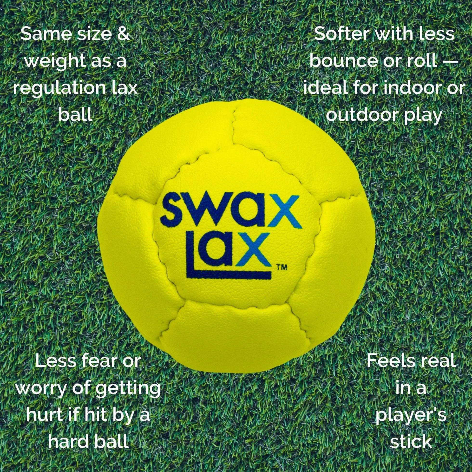 SWAX LAX Bola de Entrenamiento de Lacrosse – Entrenamiento Interior y Exterior Menos Rebote y Rebote