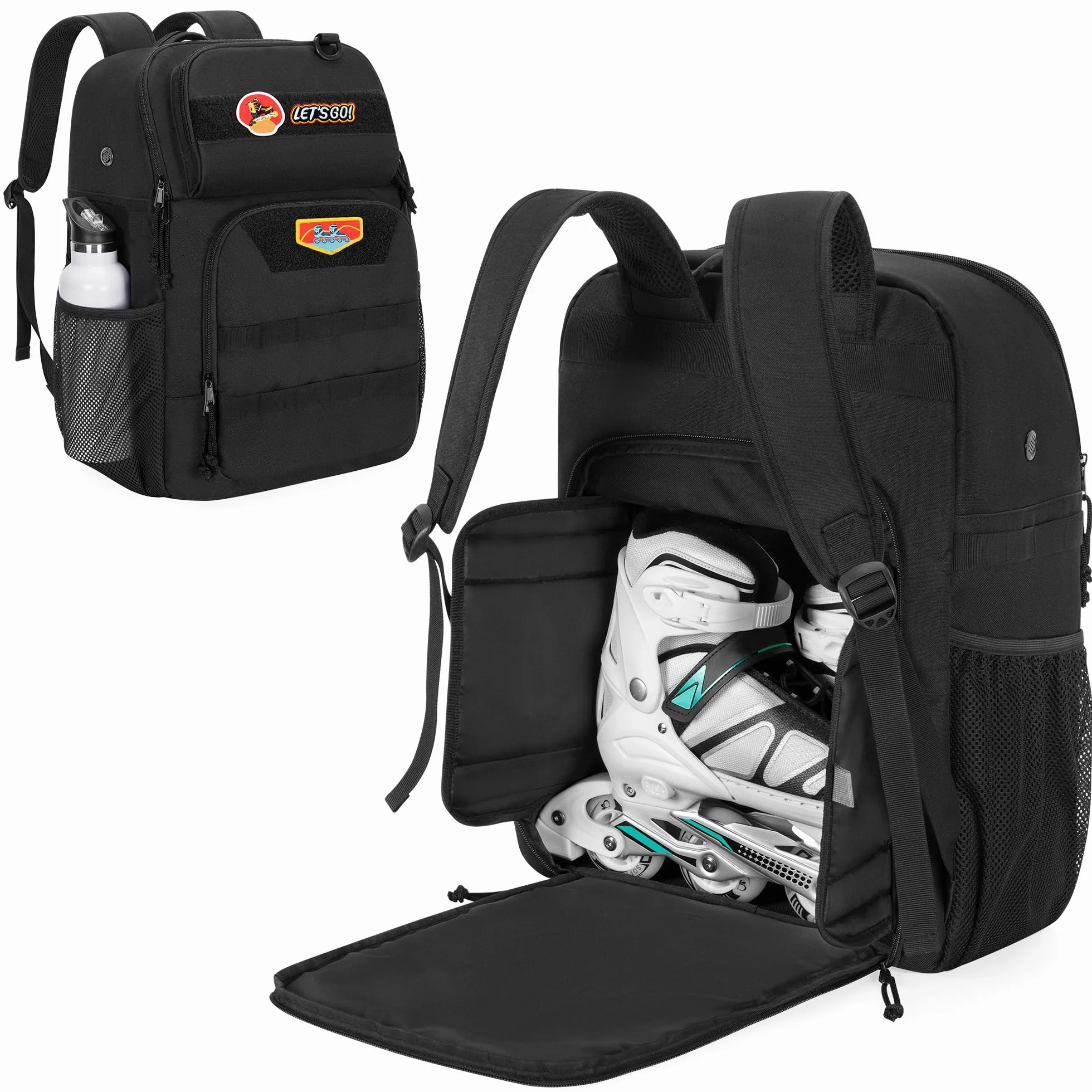 GOBUROS Bolsa para Patines, Color Negro, Talla hasta 13 US