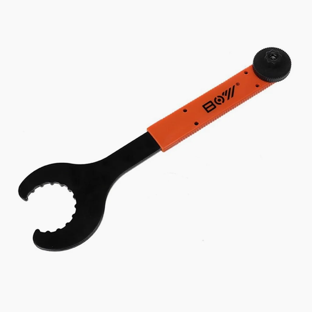 Llave de acero para pedalier de bicicleta, llave de anillo de bloqueo de bielas de 28,5 cm con herramienta de cubierta de manivela, para reparación integrada de pedalieres inferiores