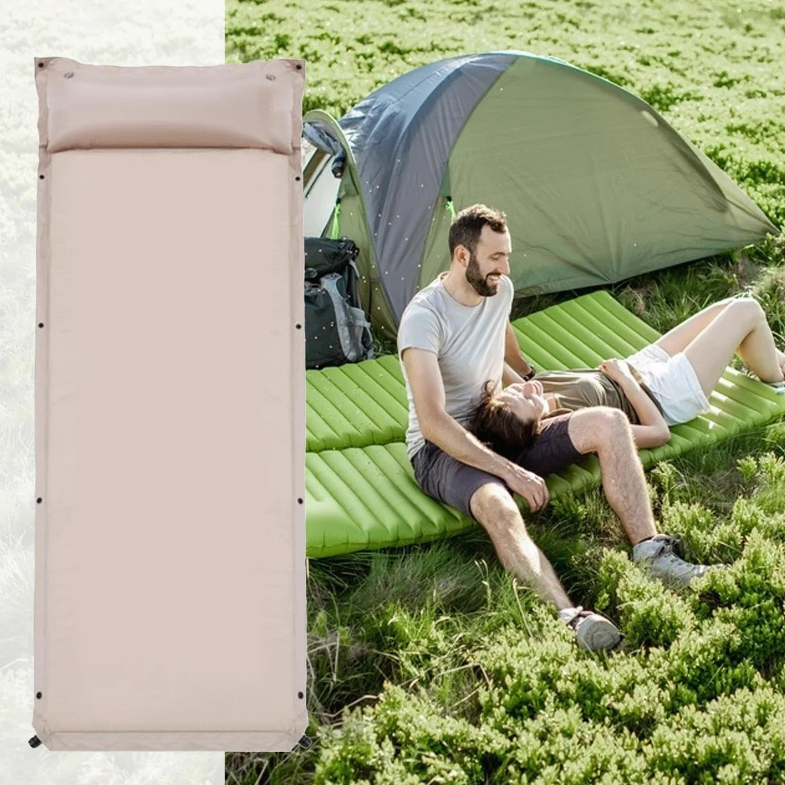 Colchón de Aire Para Acampar Colchoneta de Dormir Inflado Automático Para | Colchoneta de Camping Para Campistas Pescadores Viajeros Playa Picnic Pesca Patio Y Campamento Verano