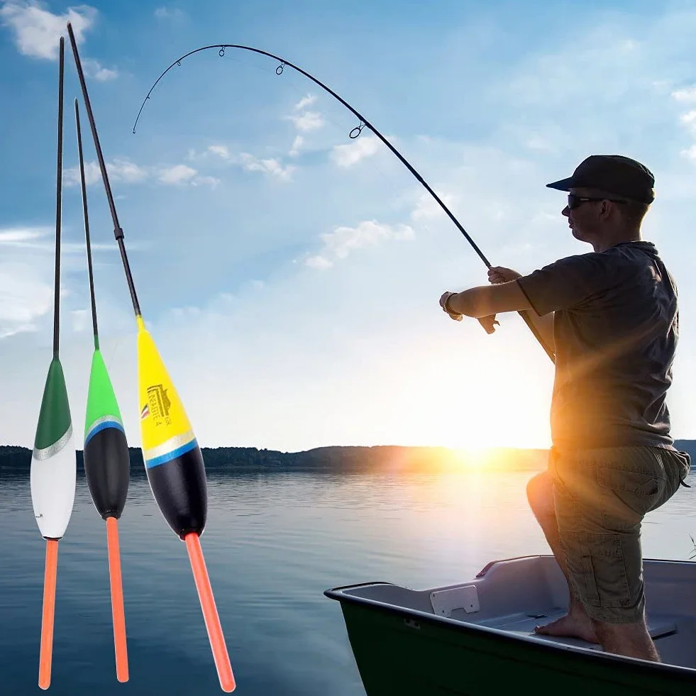 10Pcs Flotadores de Pesca Madera Abeto Juego Bobbers Herramientas