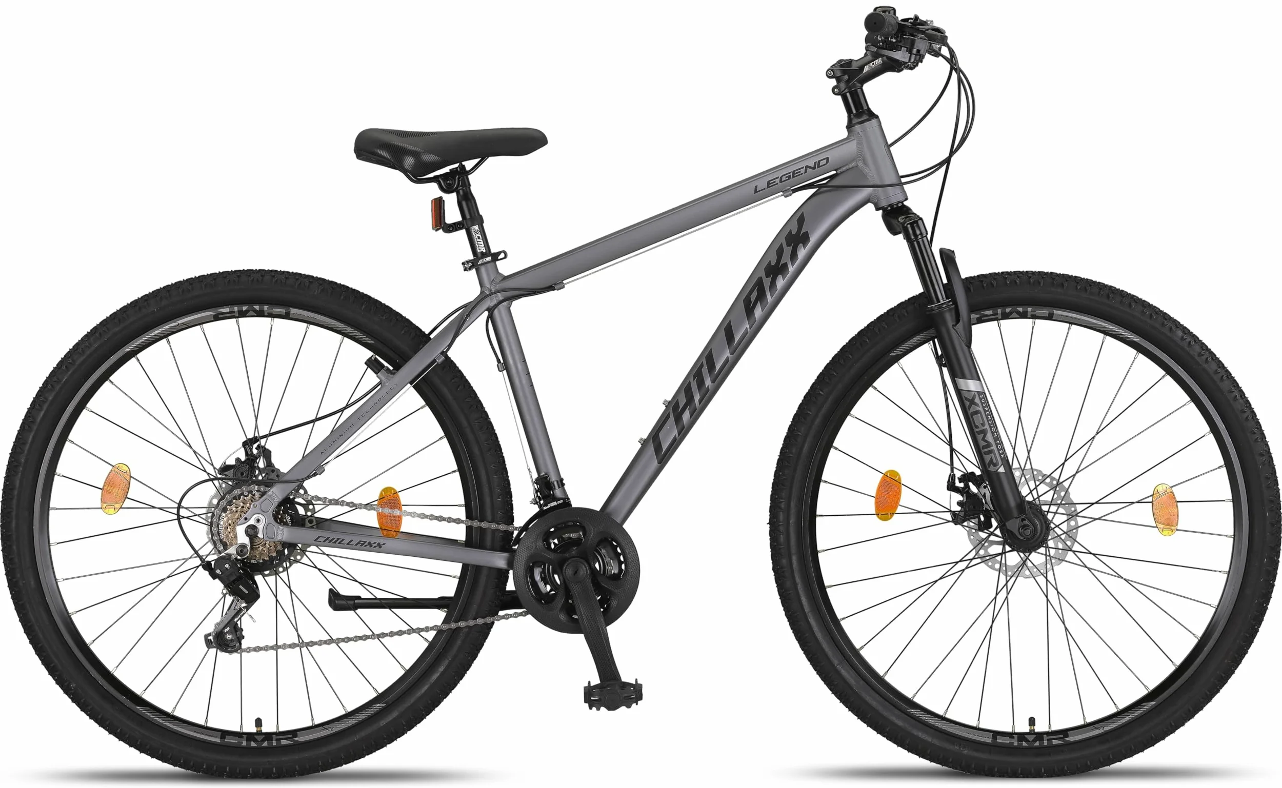 Chillaxx Bicicleta Legend Aluminio 24, 26, 27,5 y 29 Pulgadas,Mountain Bike MTB Bicicletas para niños y niñas, Hombres y Mujeres, 21 velocidades de Cambio de 29 Pulgadas, Freno de Disco Negro y Rojo