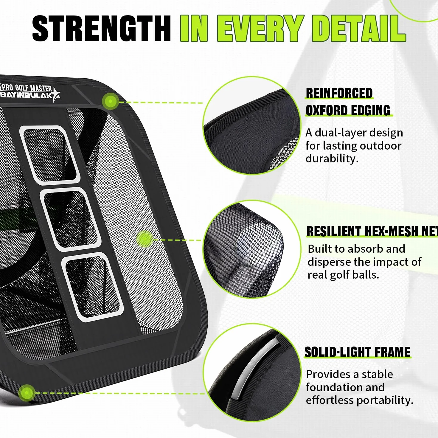 BAYINBULAK Red de práctica de Golf- Regalo de Mujer para Hombre- Conducción en el jardín- Almacenamiento Conveniente- Entrenamiento de Swing de Golf
