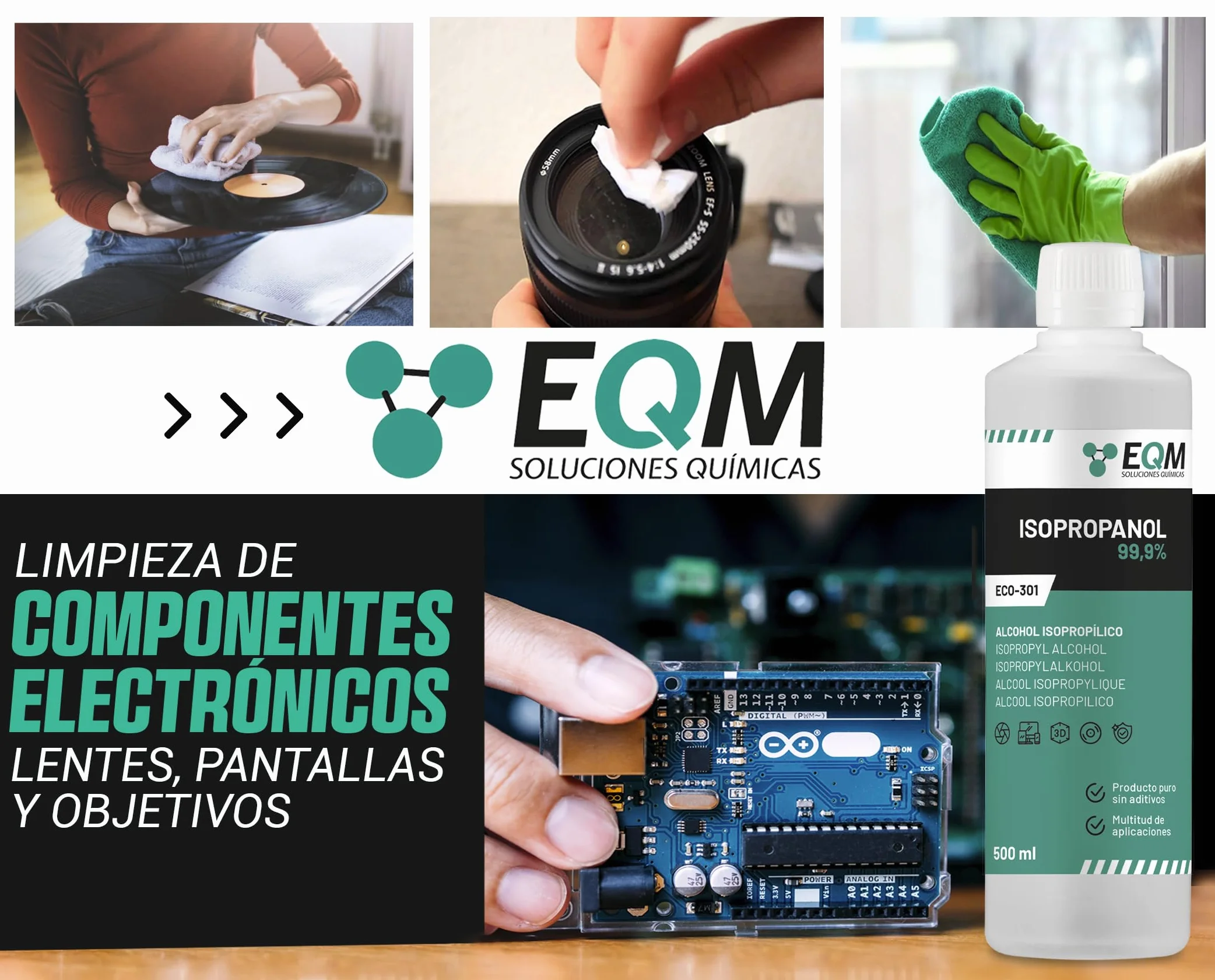 Alcohol Isopropílico 99,9% 500 ML Isopropanol Limpieza Componentes Electrónicos