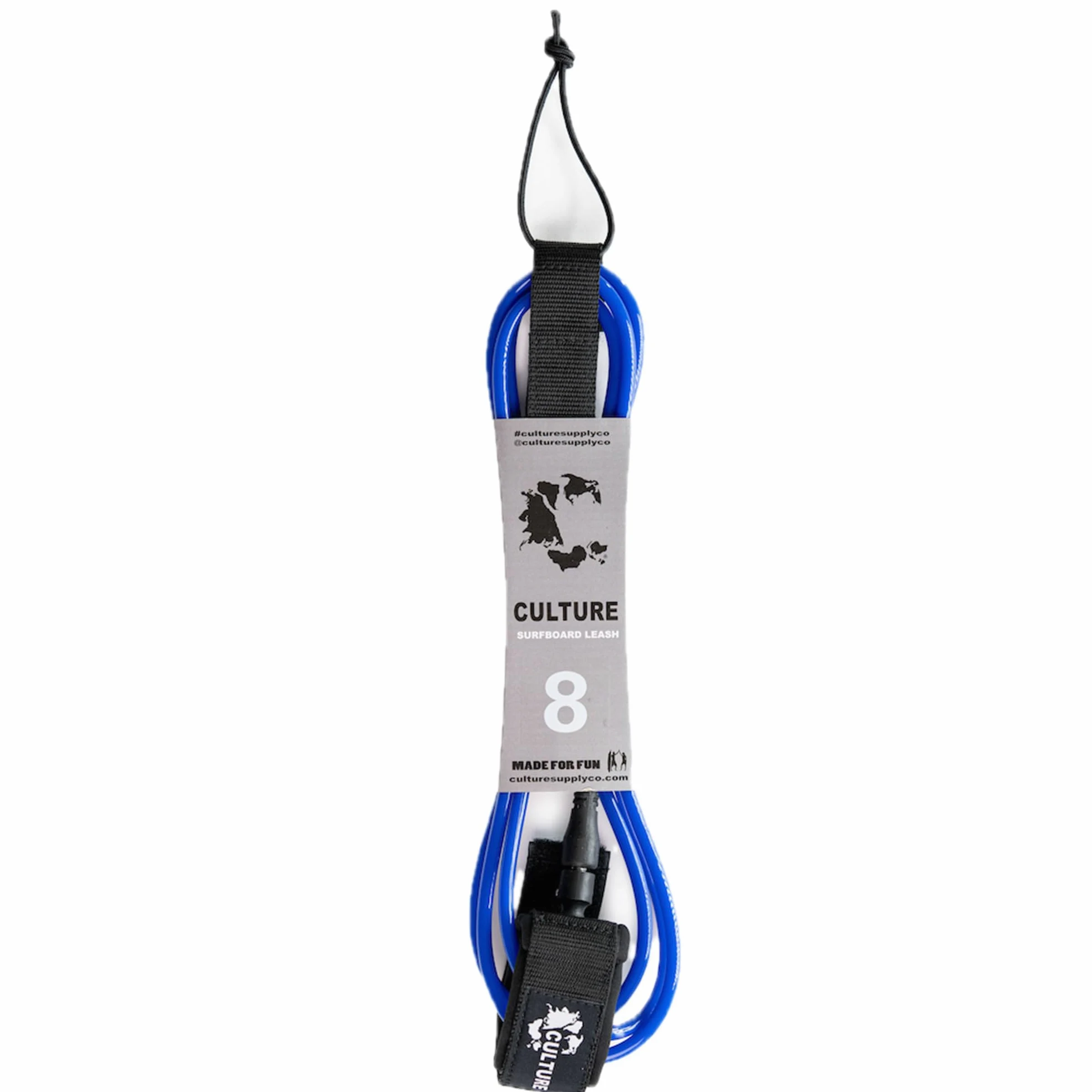 Culture Supply Correa para tabla de surf (6 tamaños – 4 colores): 6 pies Comp | 6 pies Reg | 7 pies | 8 pies | 9 pies | 10 pies (azul, 8 pies (cable de 7 mm)