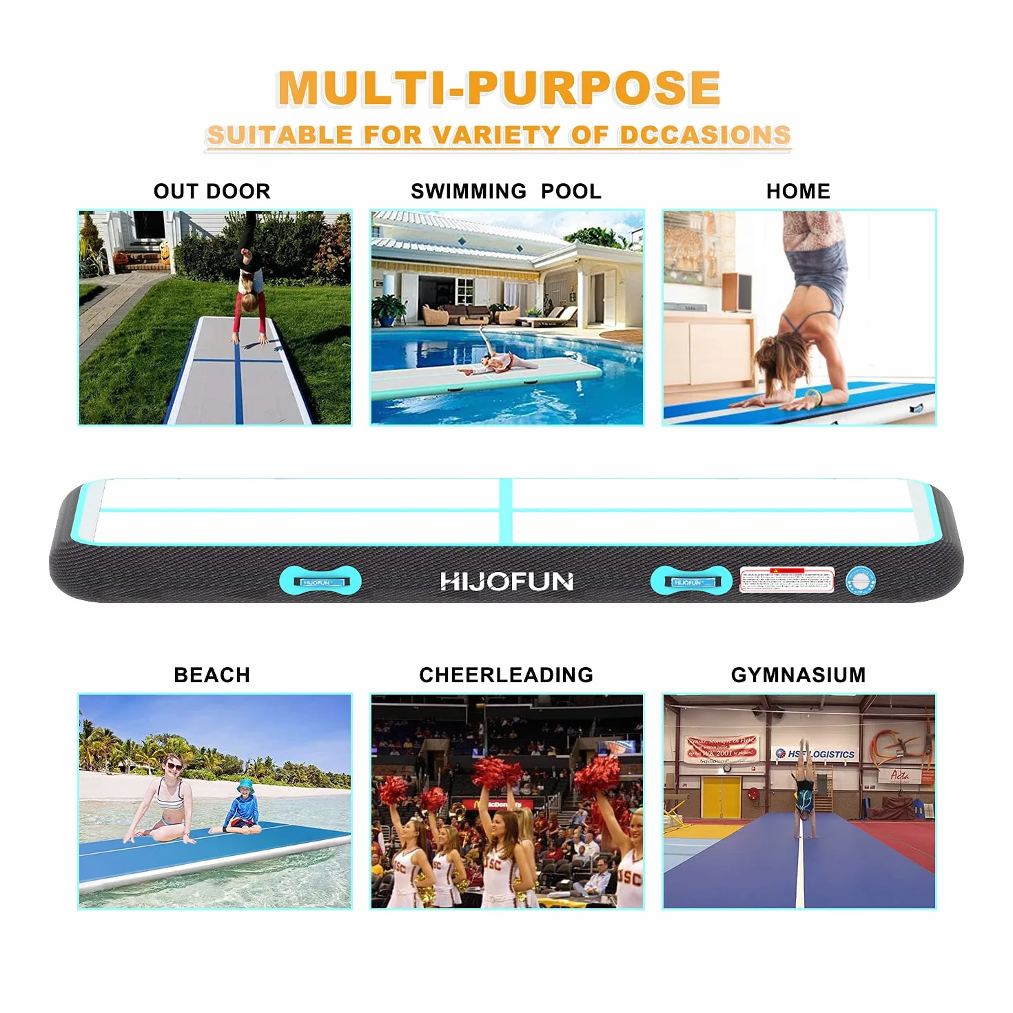 Alfombrilla de gimnasia inflable 3 m 4 m 5 m 6 m con bomba 10 cm 20 cm grosor cojín acrobacias tumbling yoga taekwondo