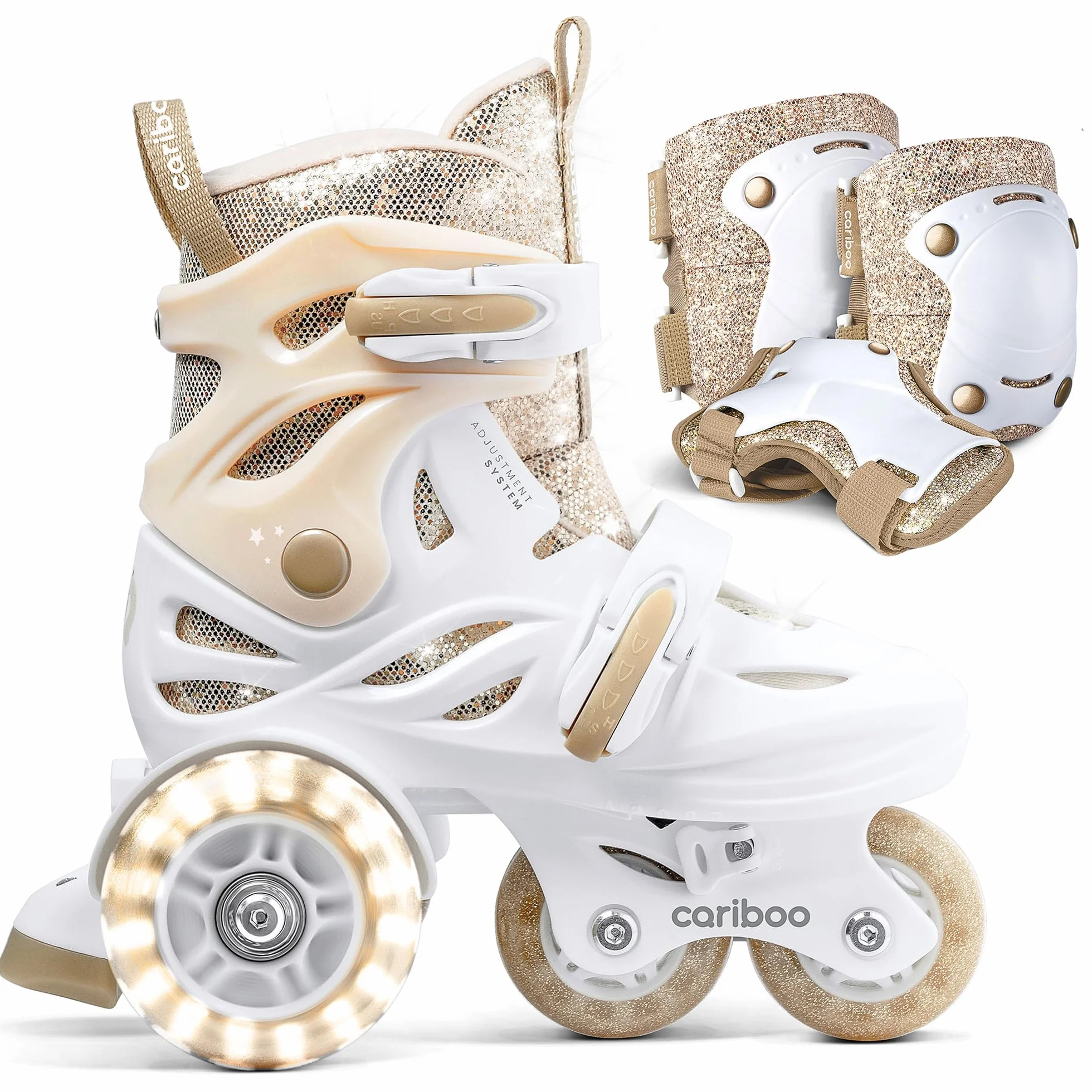 Cariboo Patines para Niños - Ajustables - para Principiantes - Set con Protectores de Rodillas, Codos y Muñecas - Ballerina